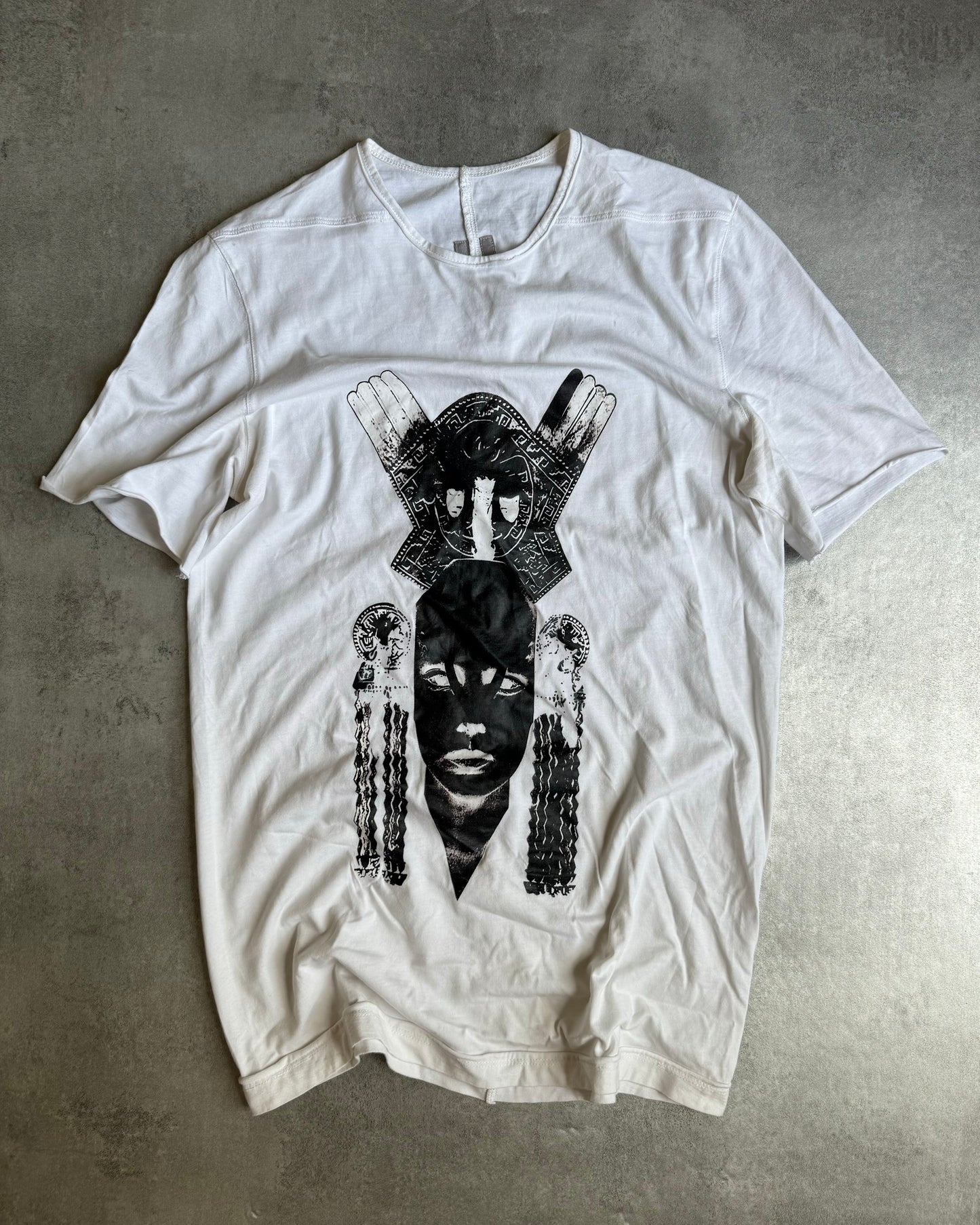 SS2019 Rick Owens DRKSHDW Oversized Graphic Print White Tee-Shirt (L) - 1