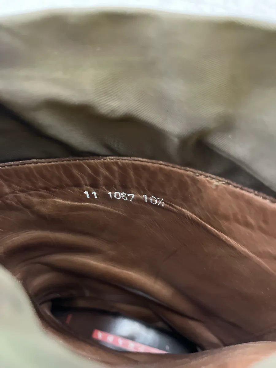 AW1999 Prada Tan Leather Square Toe Drawstring Boots CtqWVhXn 12