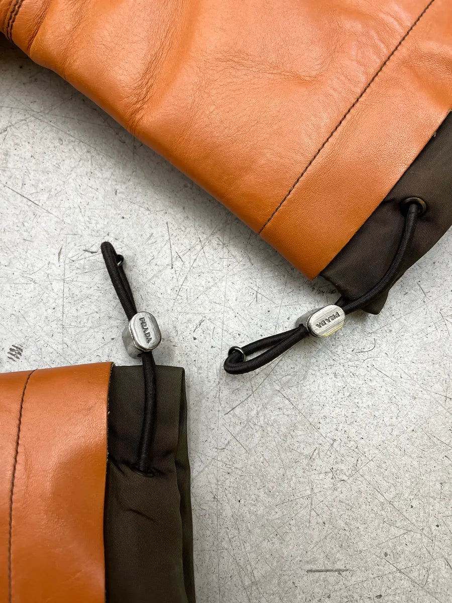 AW1999 Prada Tan Leather Square Toe Drawstring Boots CtqWVhXn 4