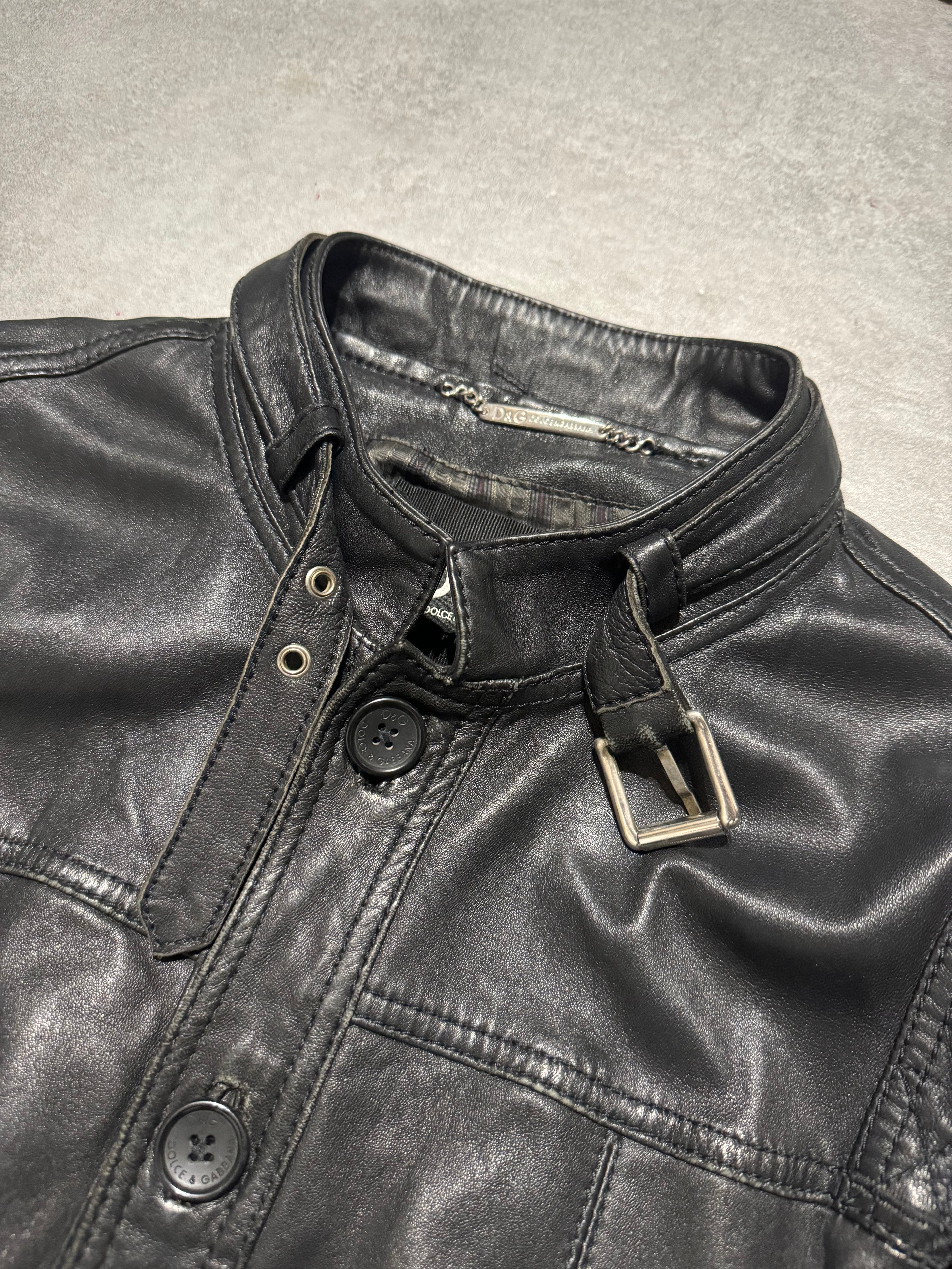 2000s Dolce & Gabbana Black Button Ups Leather Rebel Jacket  (M) - 11