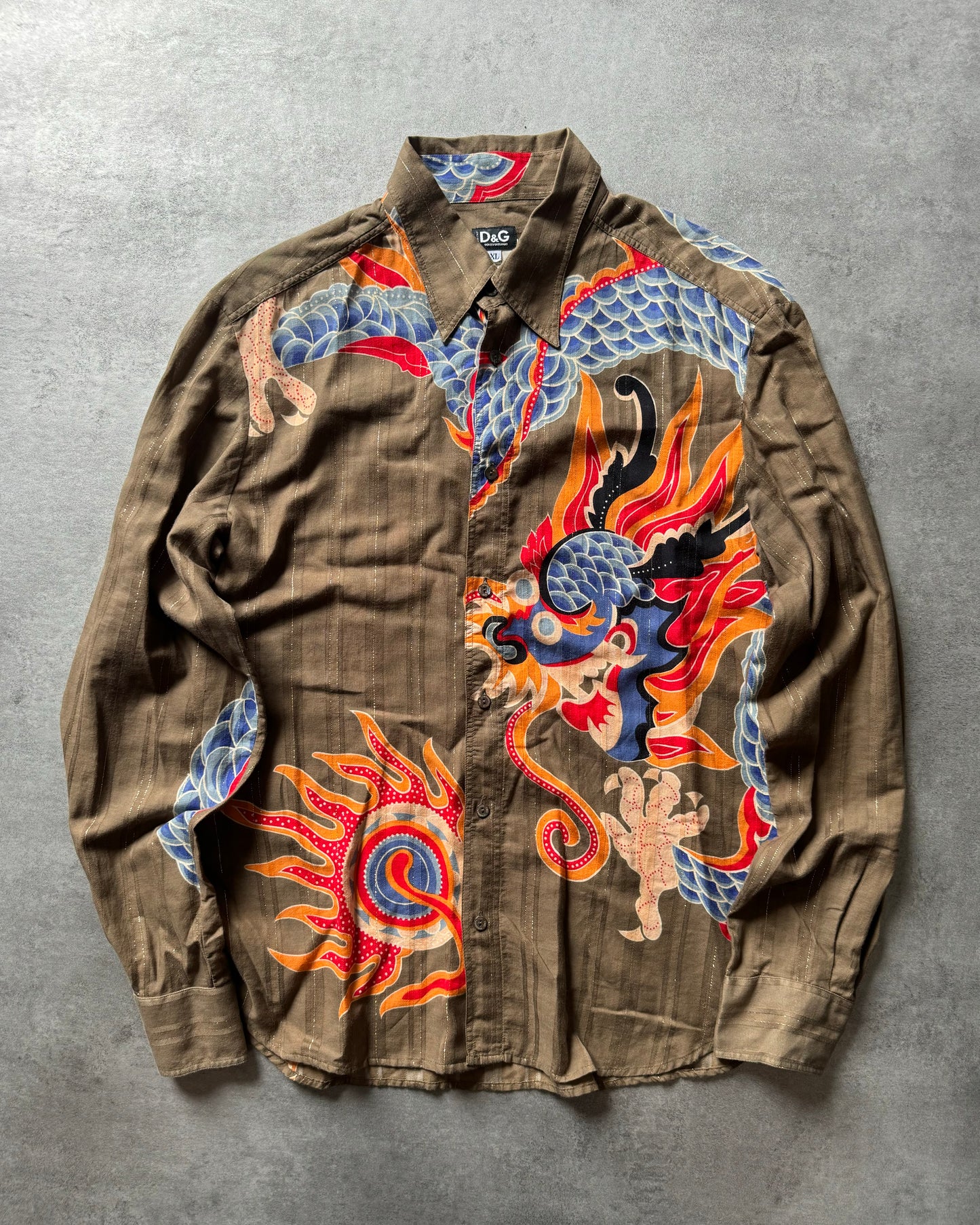 SS2005 Dolce & Gabbana Dragon Japan Atmosphere Shirt (L) - 1