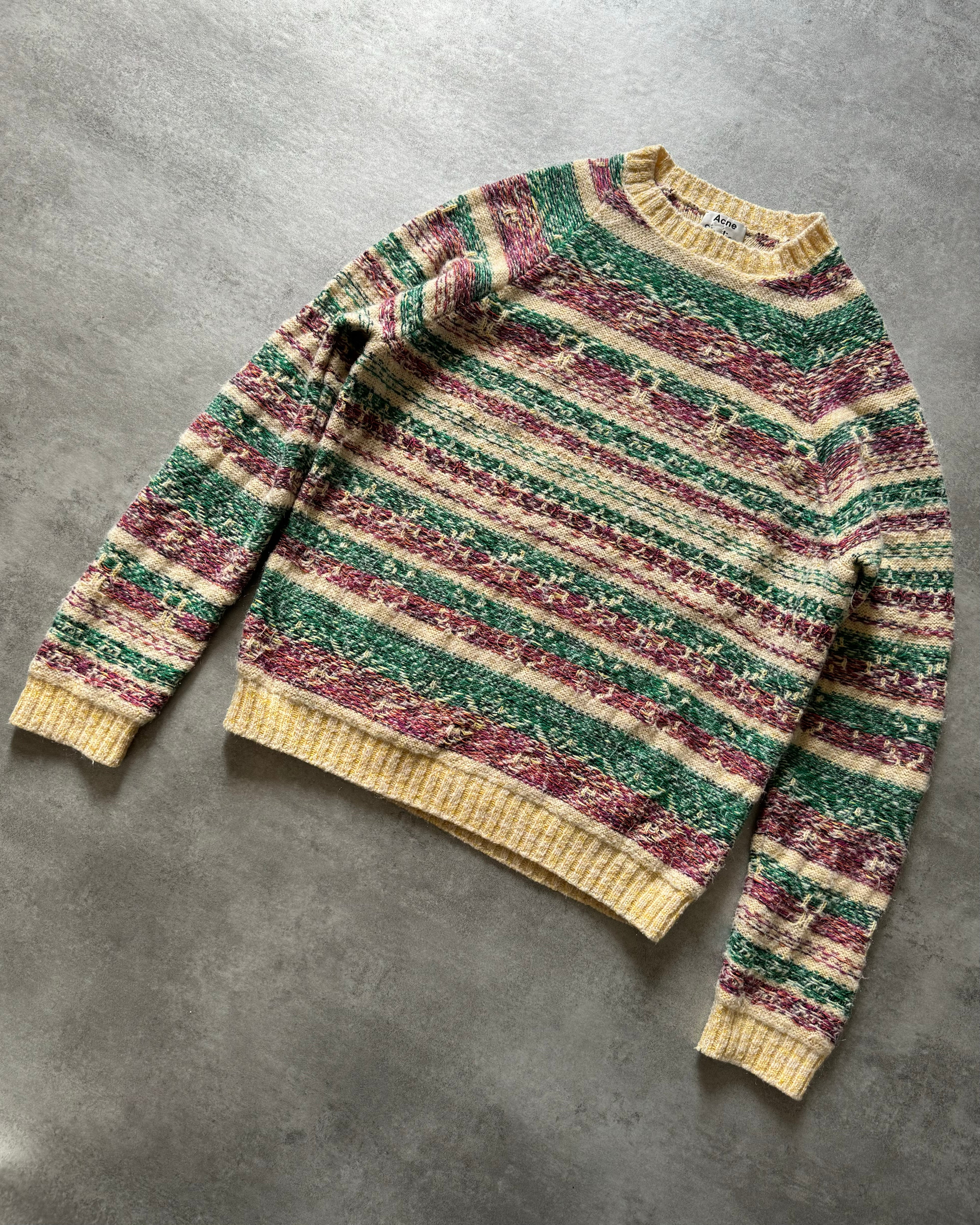 FW2019 Acne Studios Striped Intarsia Knit Tern Jacquard Sweater (L) - 3