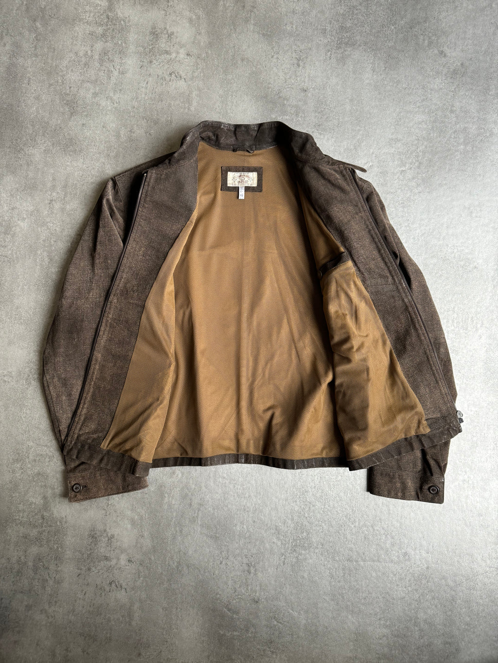 1990s Armani Brown Leather Light Biker Brown Jacket  (M/L) - 6