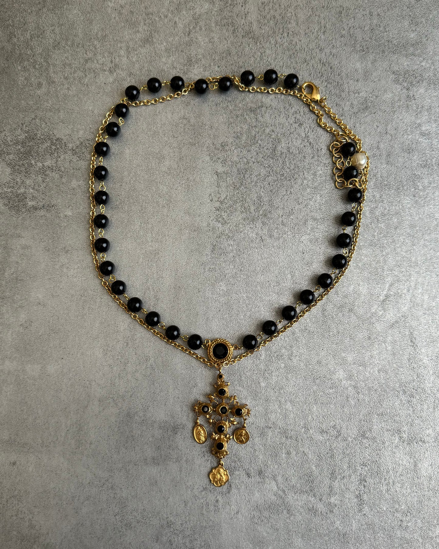 SS2015 Dolce & Gabbana Black Contemporary Cross Necklace (OS) - 1