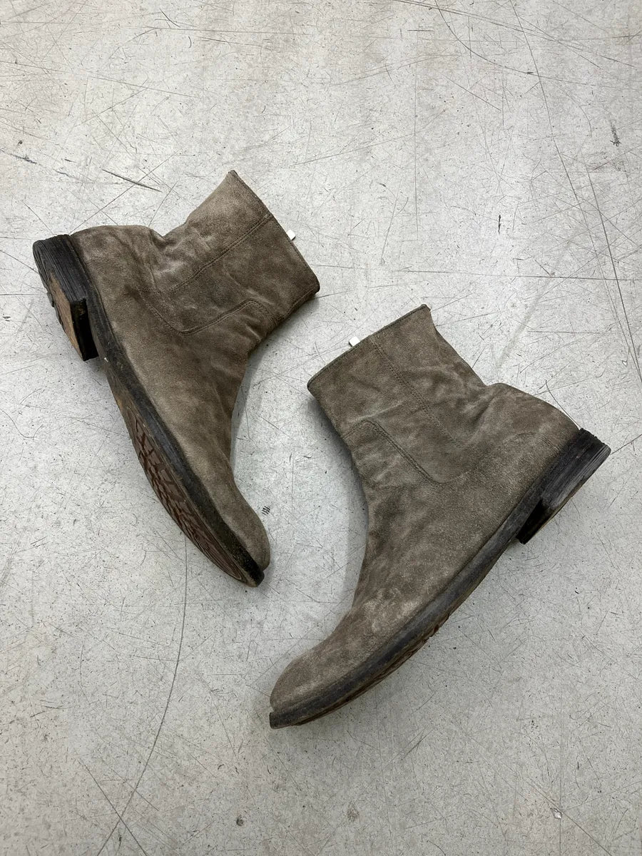 Officine Creative Side-Zip Grey Suede Leather Boots CzTMnfBr 1