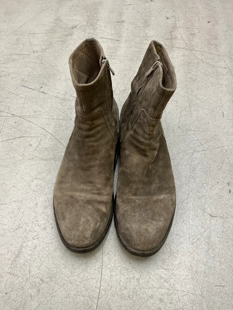 Officine Creative Side-Zip Grey Suede Leather Boots CzTMnfBr 3