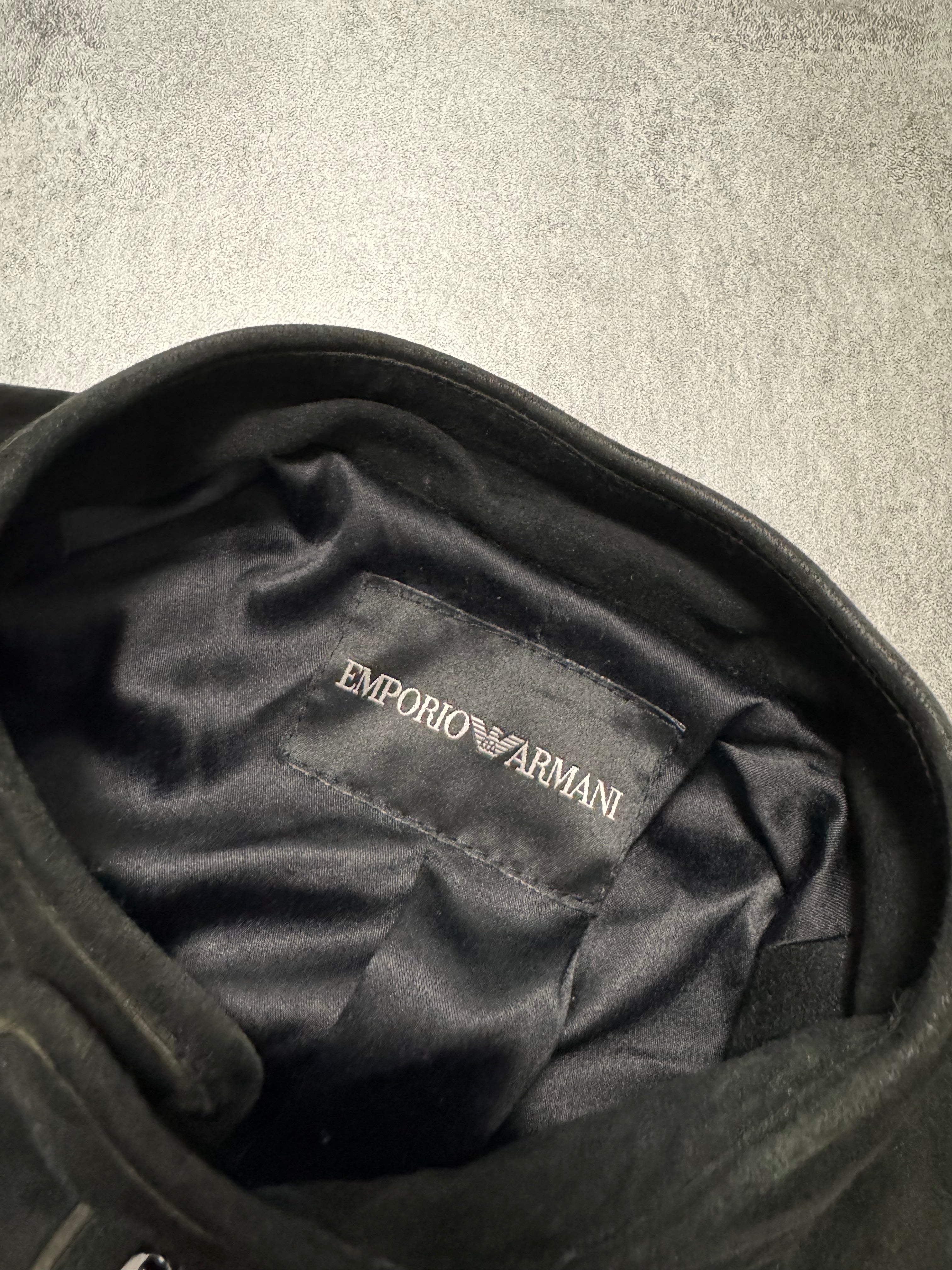 SS2011 Emporio Armani Black Patchwork Suede Goat Leather Jacket