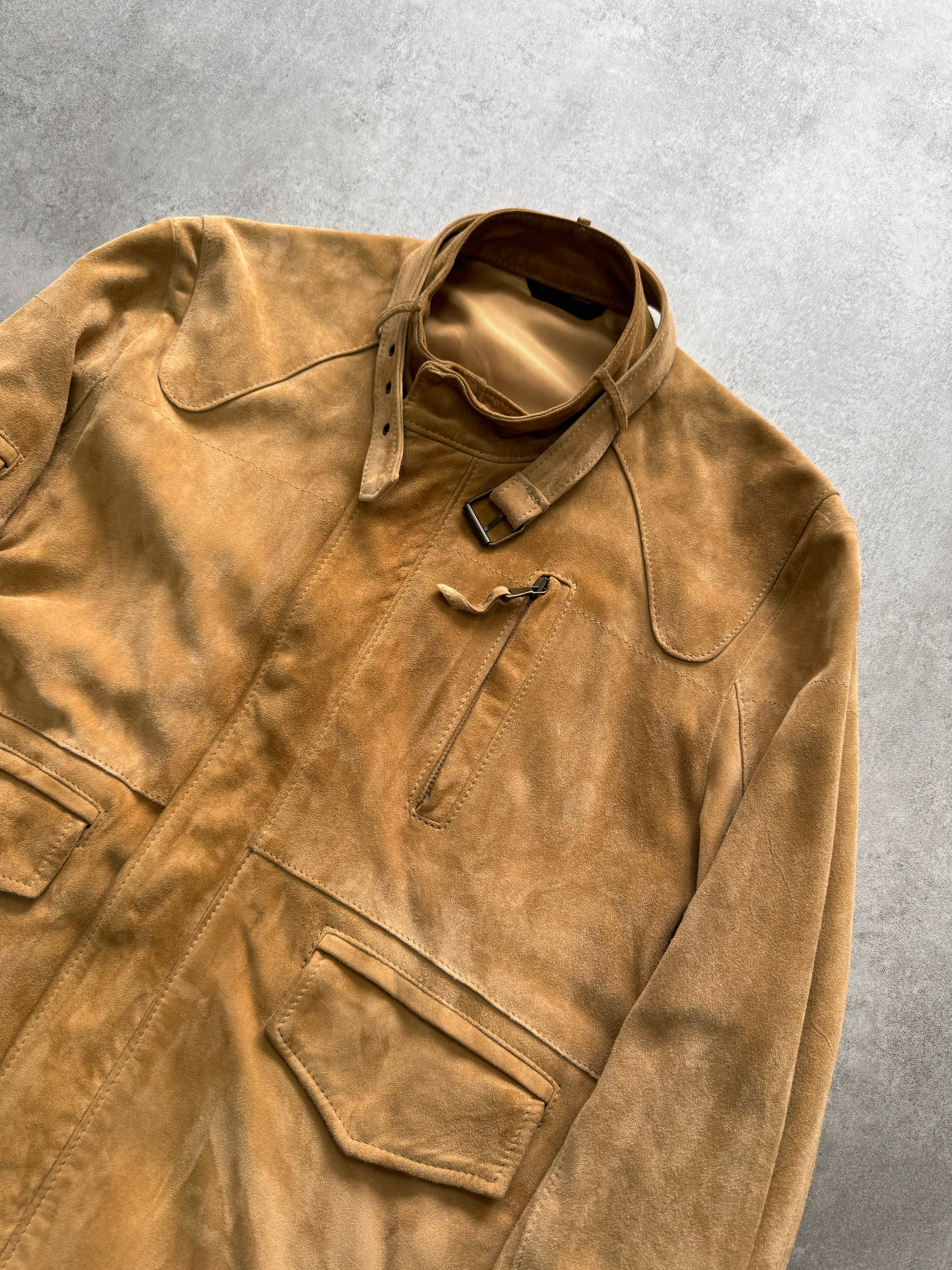 Daniele Alessandrini Caramel Suede Biker Jacket