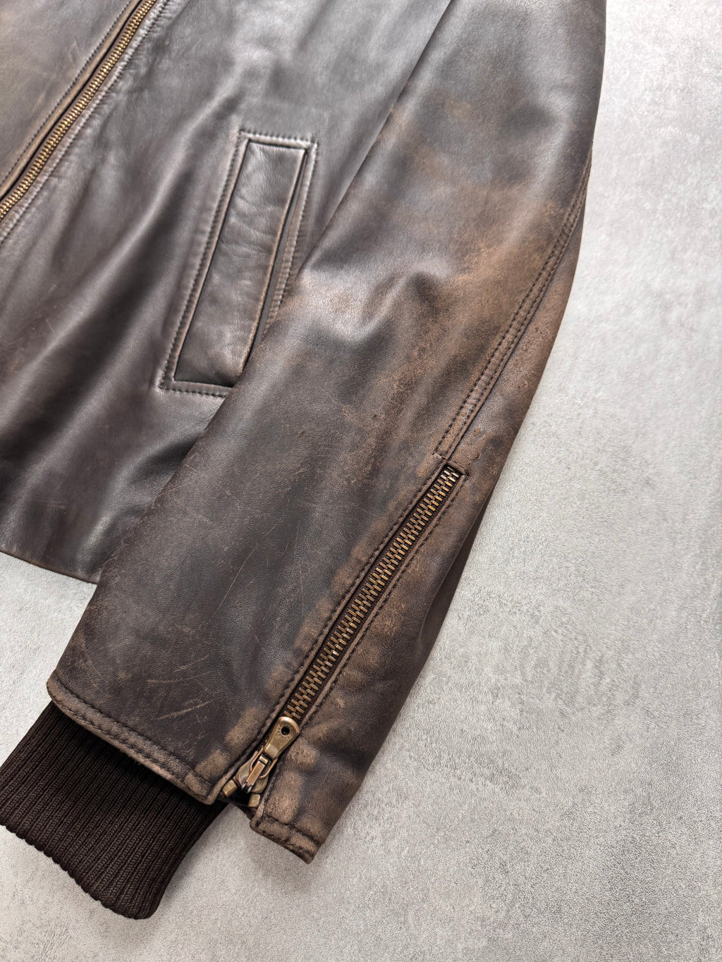 2000s Dolce & Gabbana Brown Aviator Aged Leather Jacket