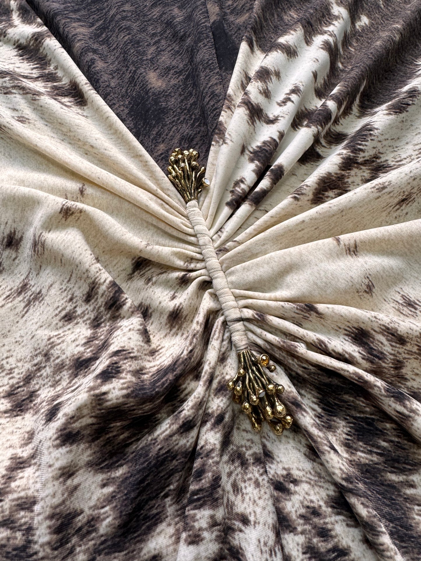 Roberto Cavalli Furry Cowprint Movement Dress (S)