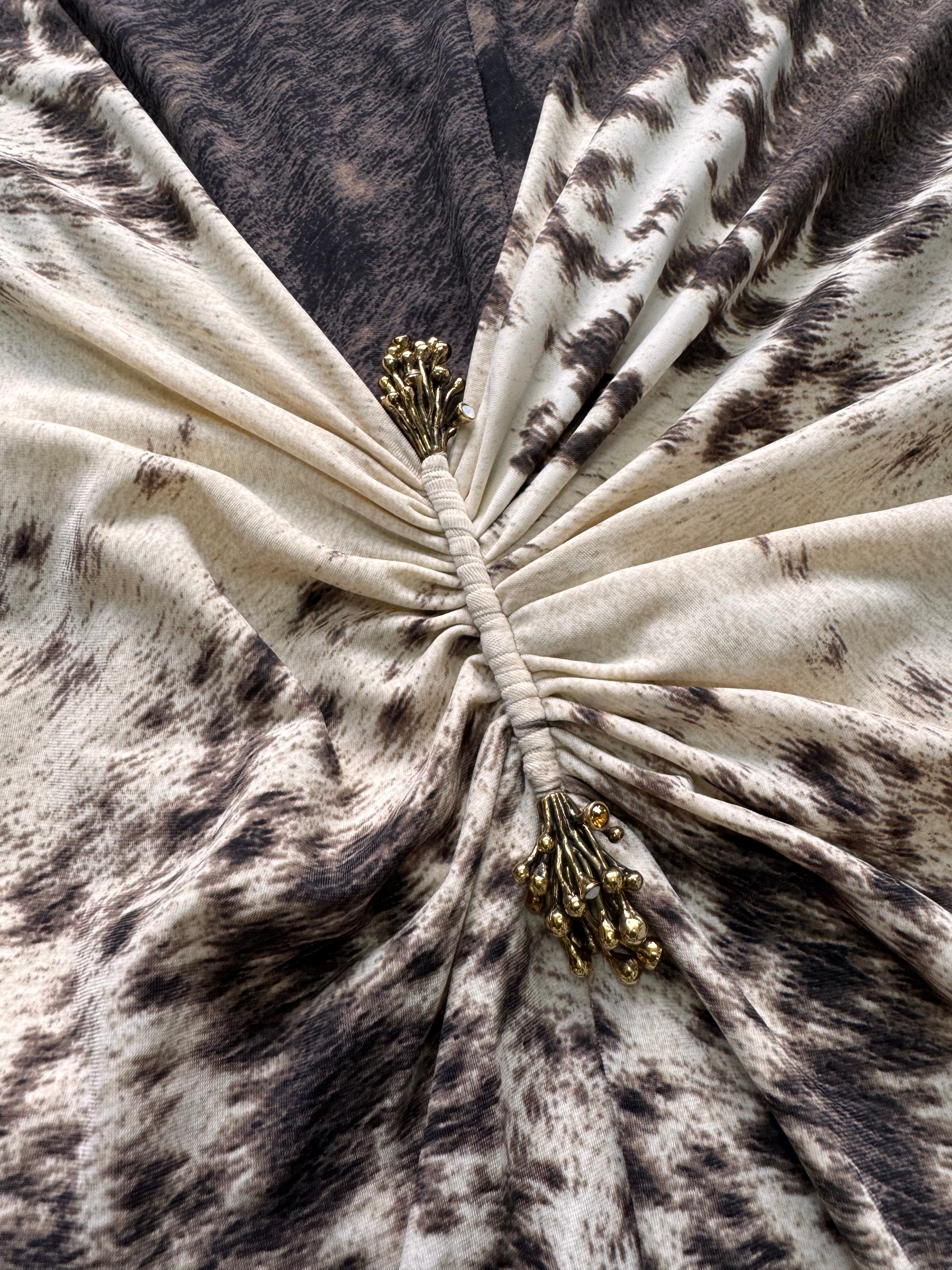 Roberto Cavalli Furry Cowprint Movement Dress