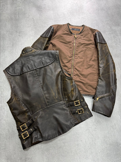 AW2003 Dsquared2 Biker 2-in-1 Leather Jacket (M)