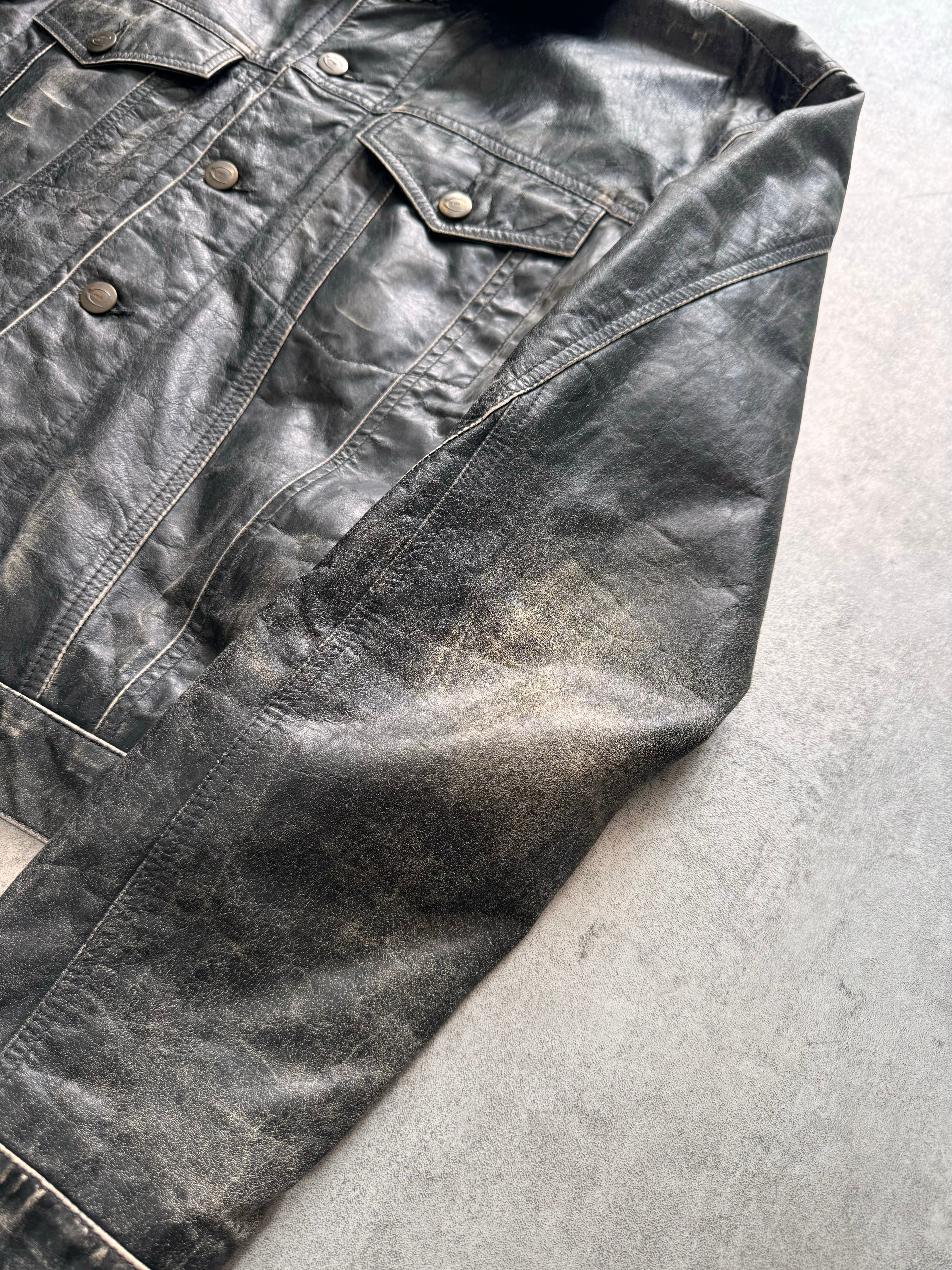 2000s Cavalli Brut Raw Leather Jacket