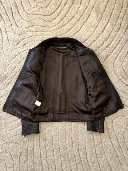 AW04 Dolce & Gabbana Utility Detachable Leather Bomber Jacket (M)