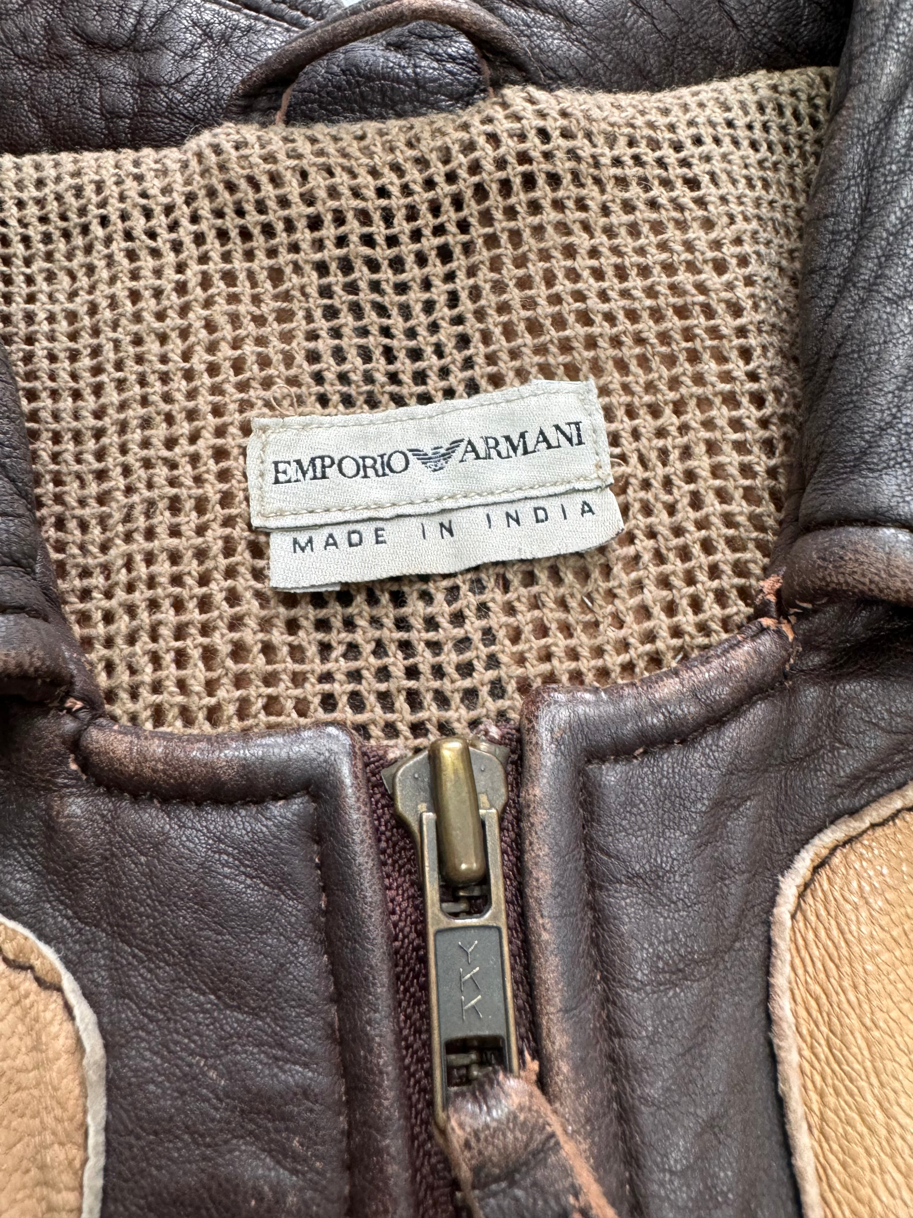 SS2003 Emporio Armani Patches Leather Jacket