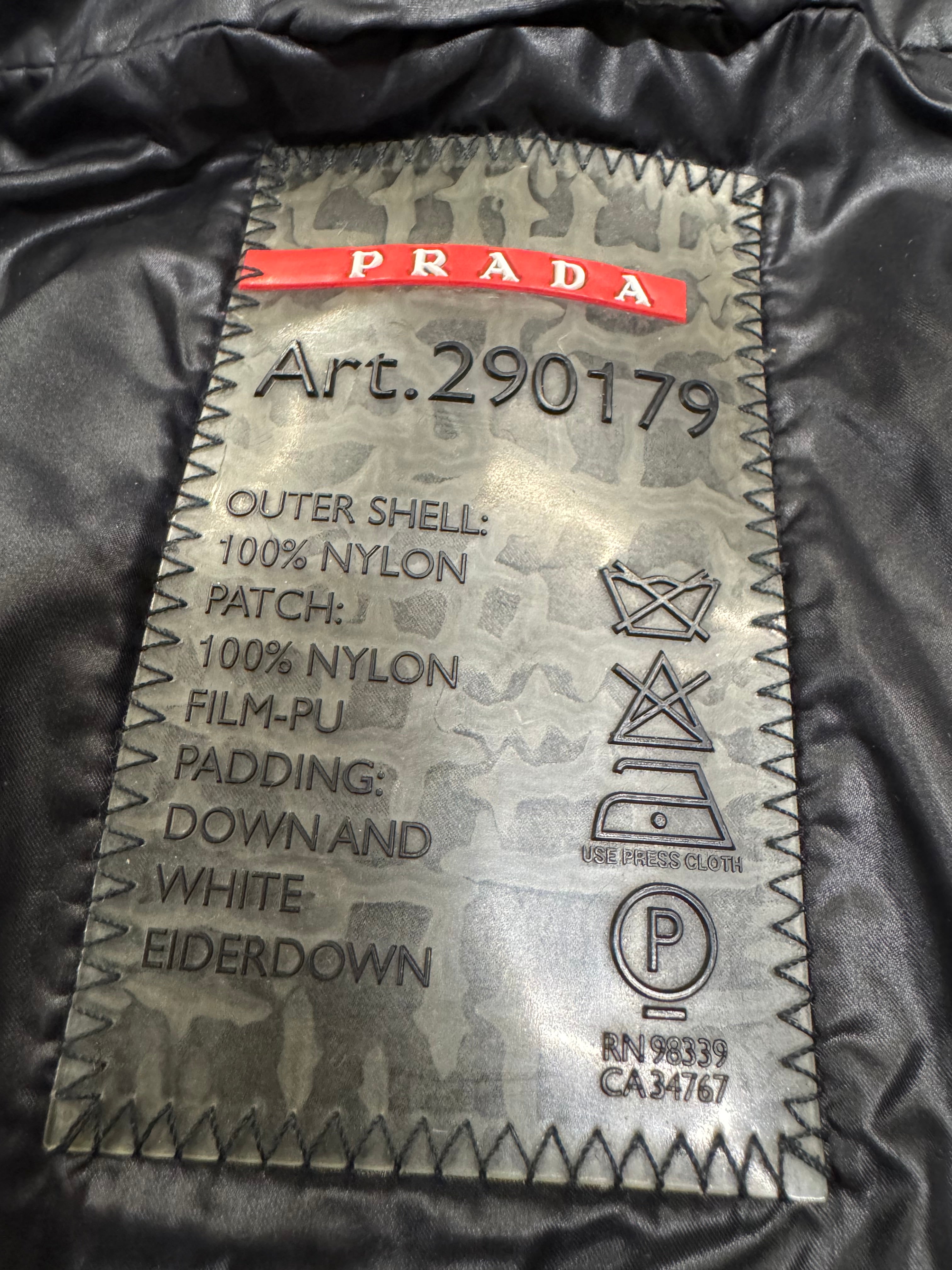 2000s Prada Black Cropped Puffer Hooded Jacket