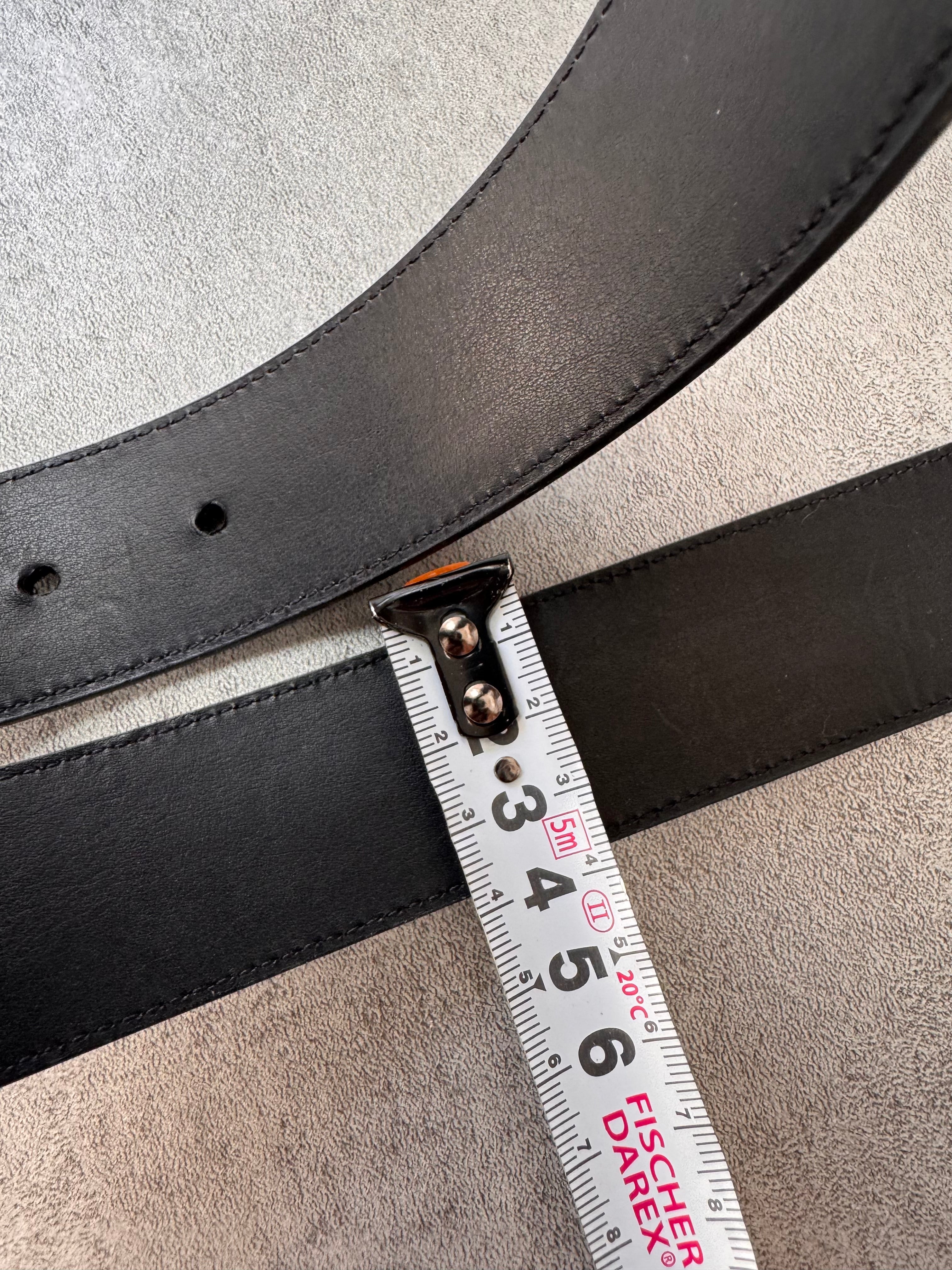 Cavalli Snake Buckle Black Leather Belt