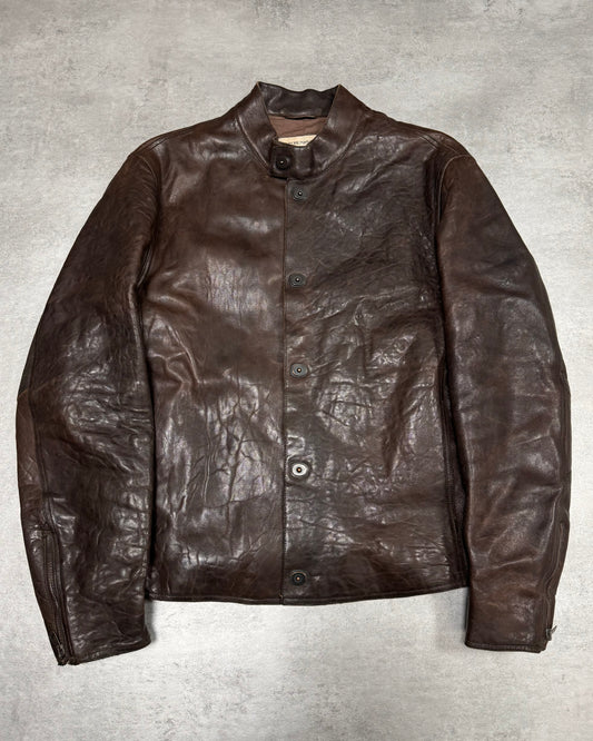 FW2006 Emporio Armani Brut Leather Bomber Jacket (M/L)