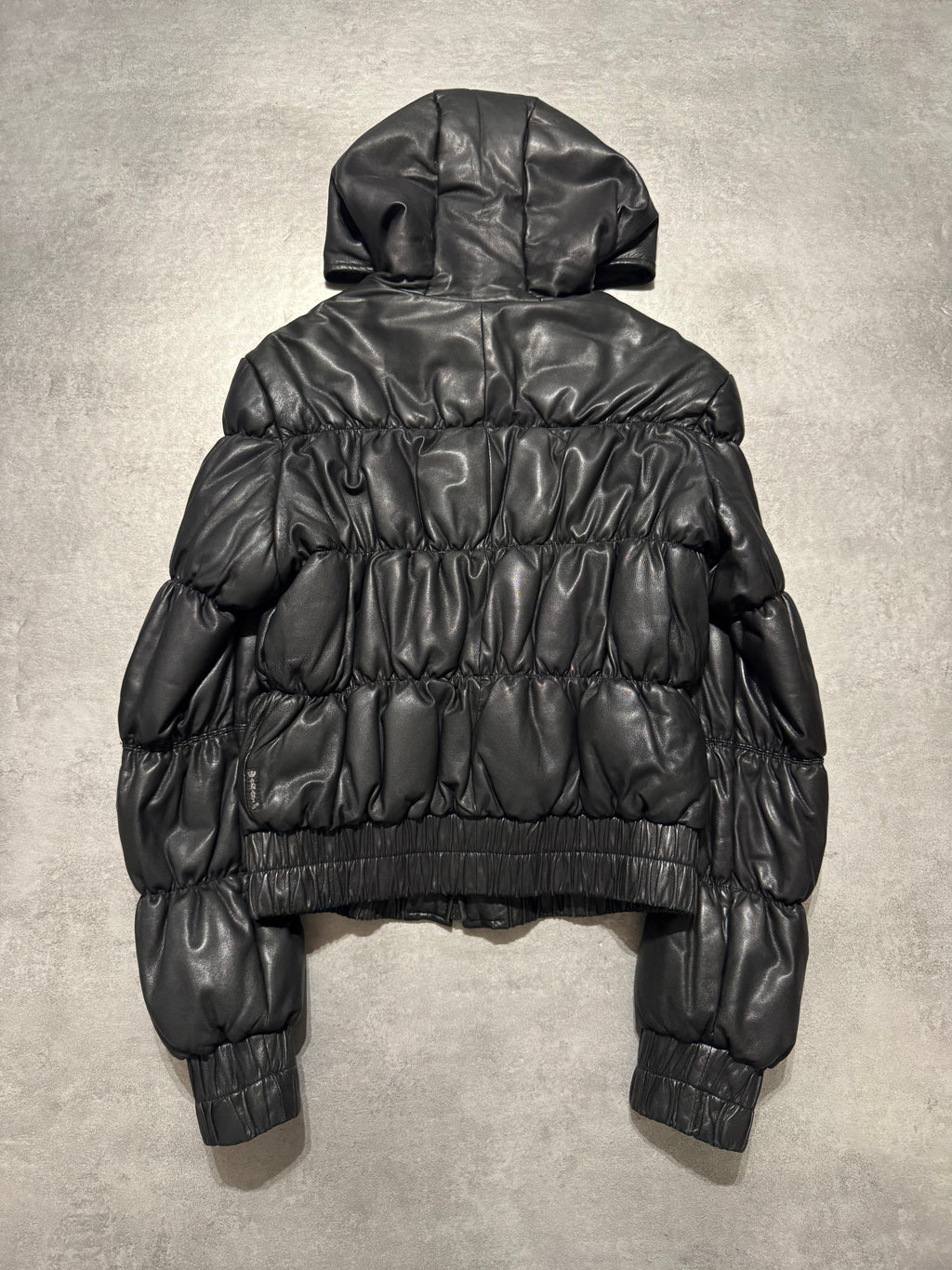 2000s Armani Pleats Black Leather Jacket