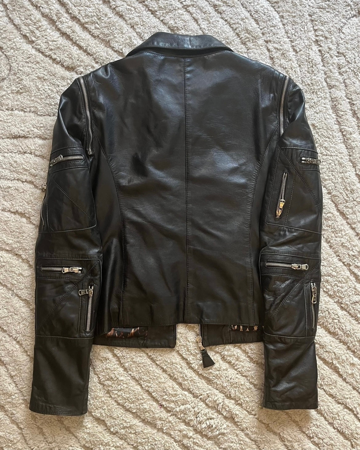 00s Dolce & Gabbana Multi Zips Leather Jacket With Detachable Arms (XS)