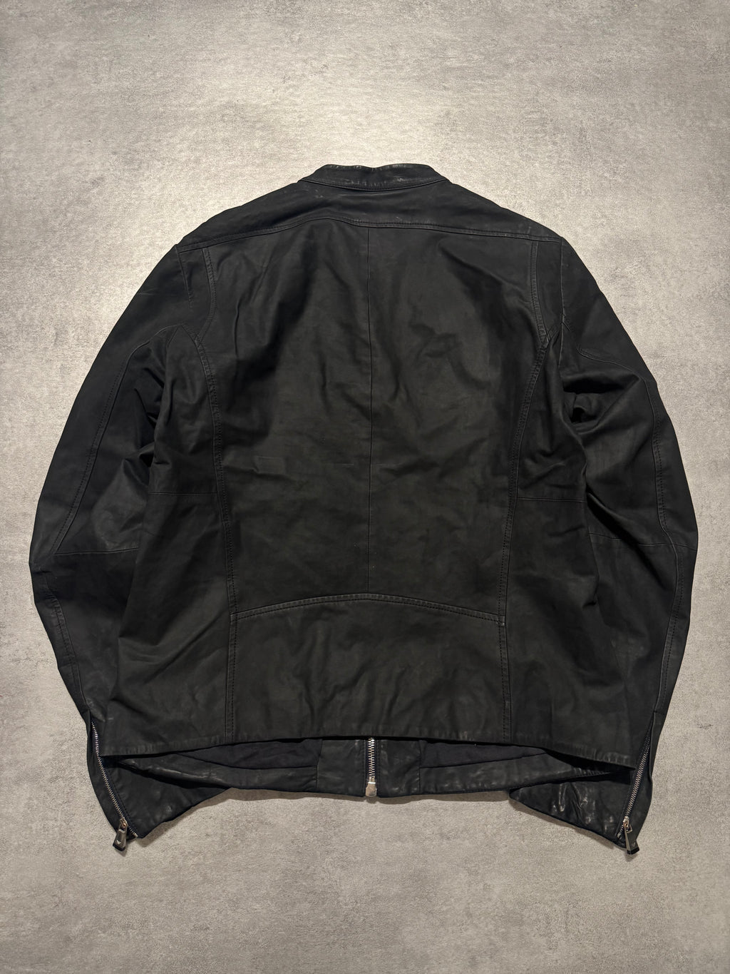 SS2014 Emprio Armani Elevated Black Leather Jacket