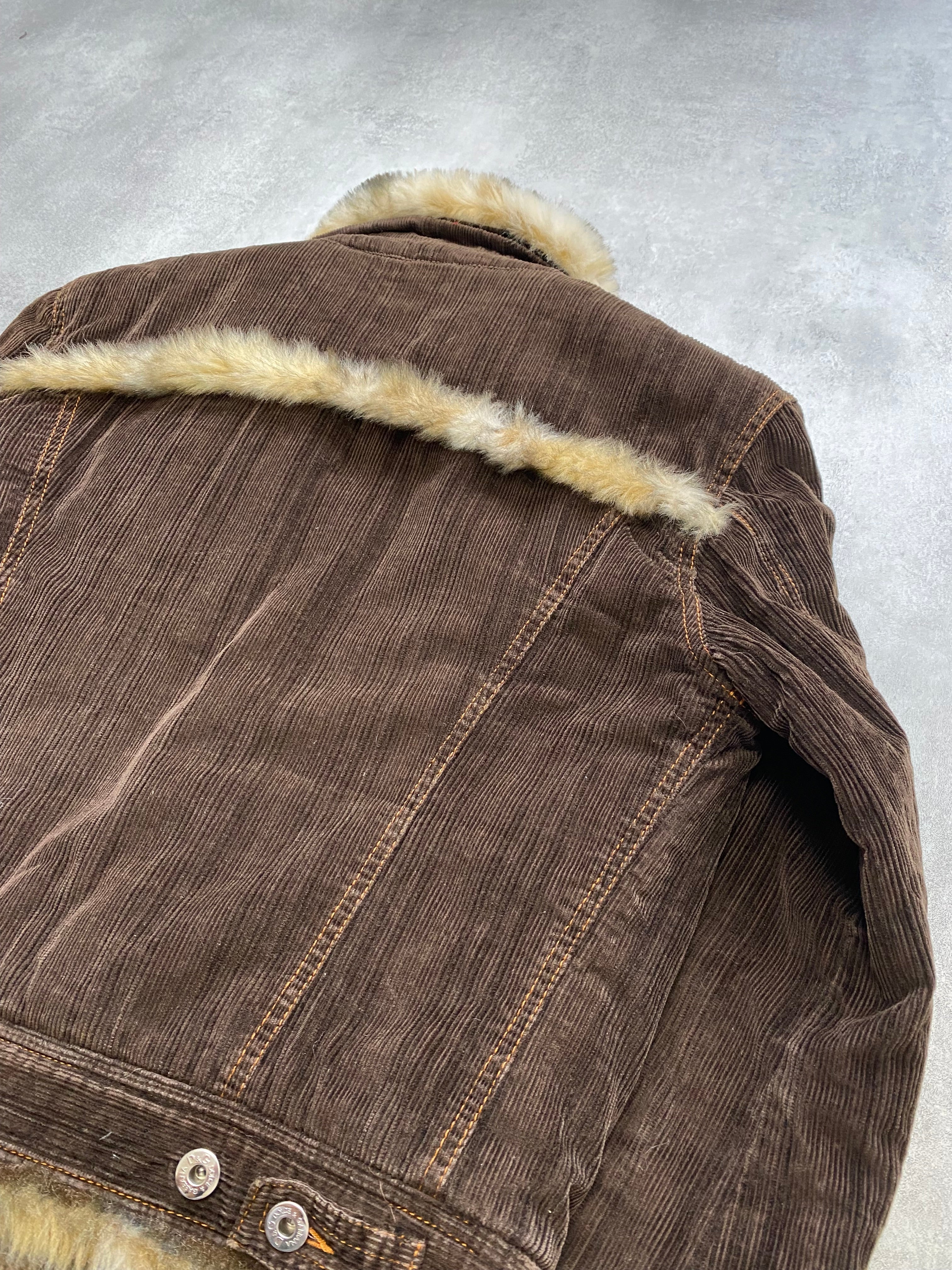 FW2001 Dolce & Gabbana Fur Striped Corduroy Jacket (S/M)