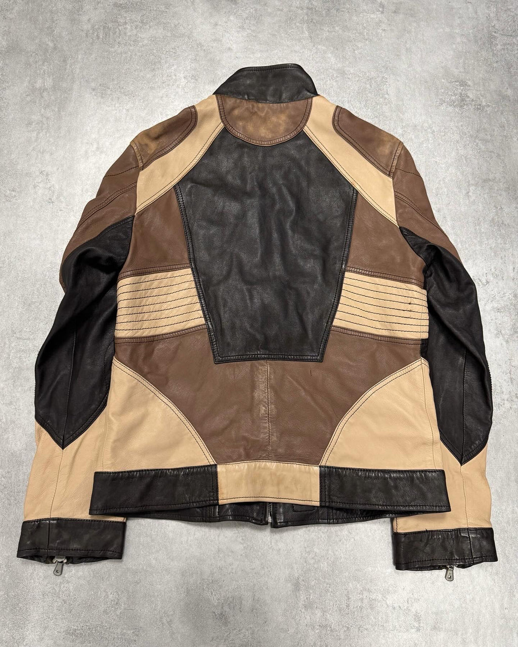 SS2004 Dolce & Gabbana Paneled Racer Leather Jacket (S/M)