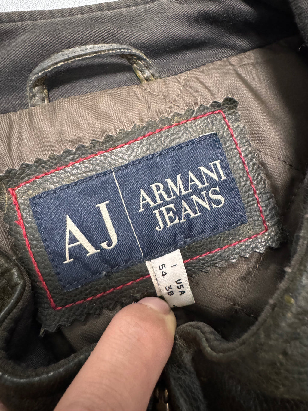 2000s Armani Biker Relief Leather Jacket