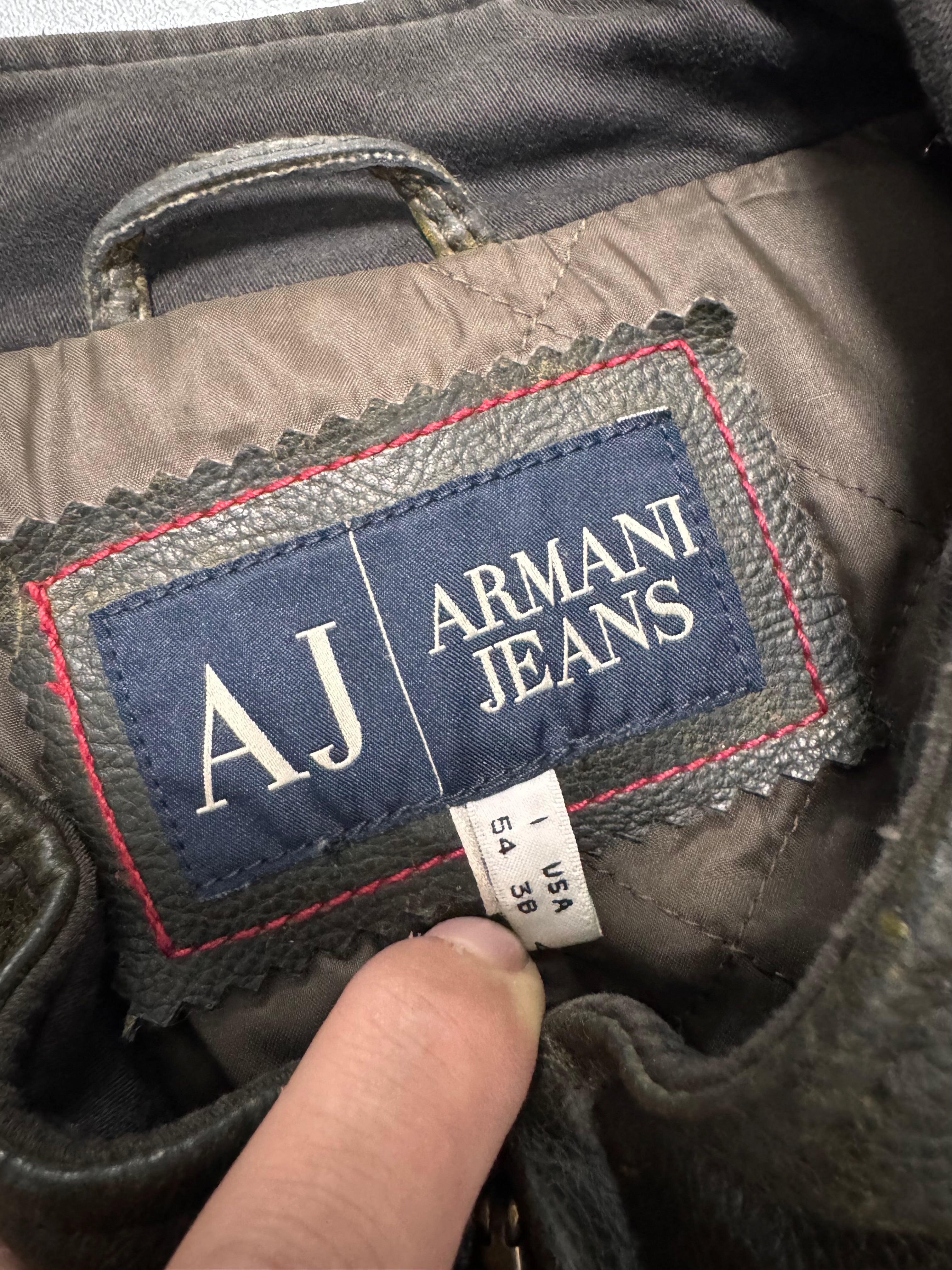 2000s Armani Biker Relief Leather Jacket