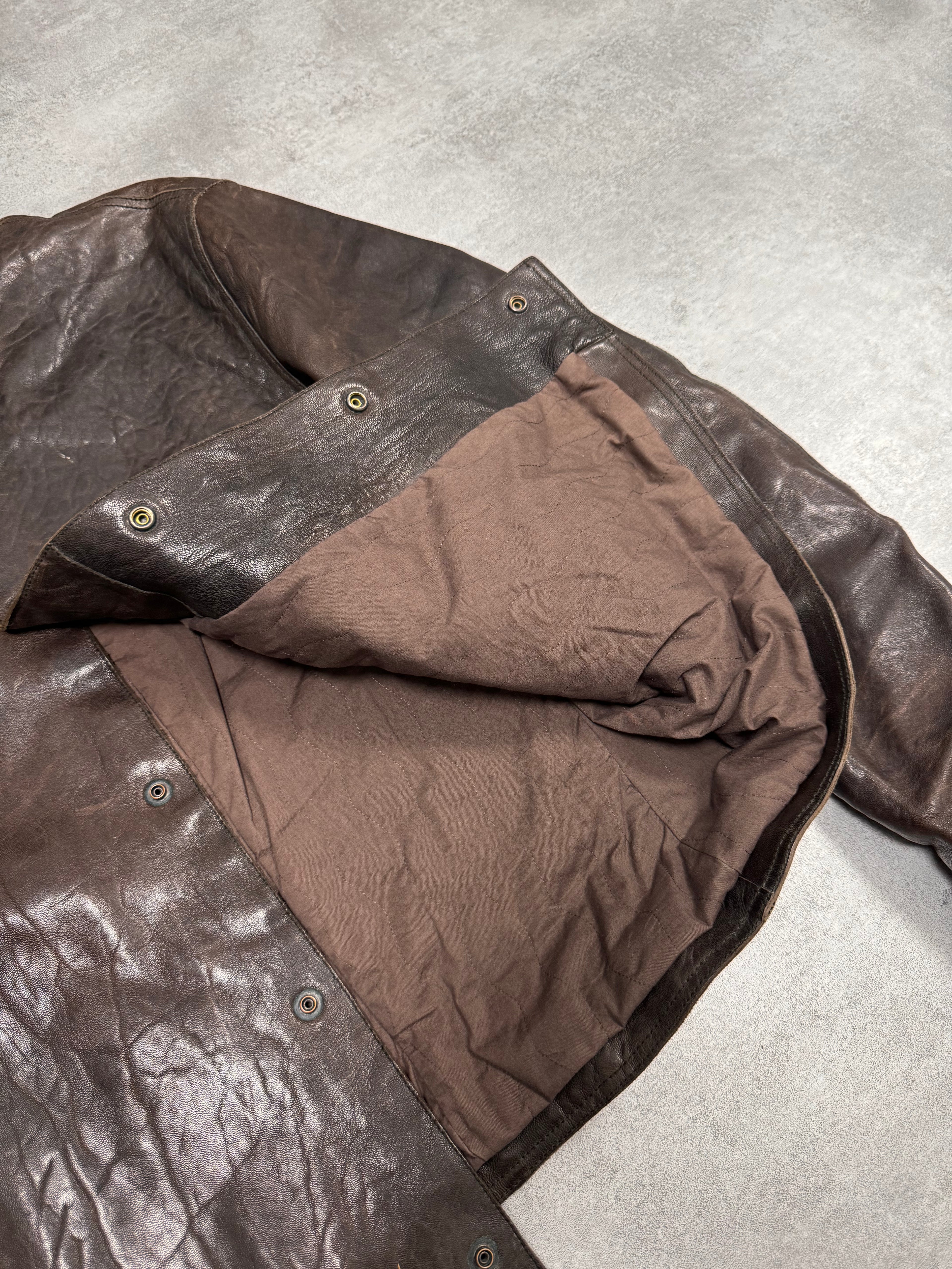 FW2006 Emporio Armani Brut Leather Bomber Jacket (M/L)