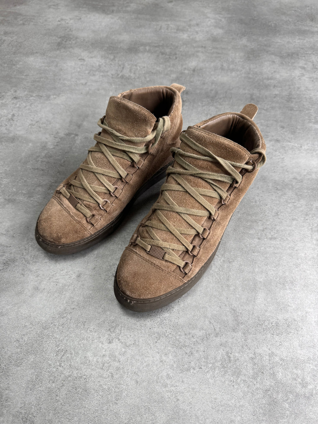 Balenciaga Arena High Brown Suede Leather Sneakers