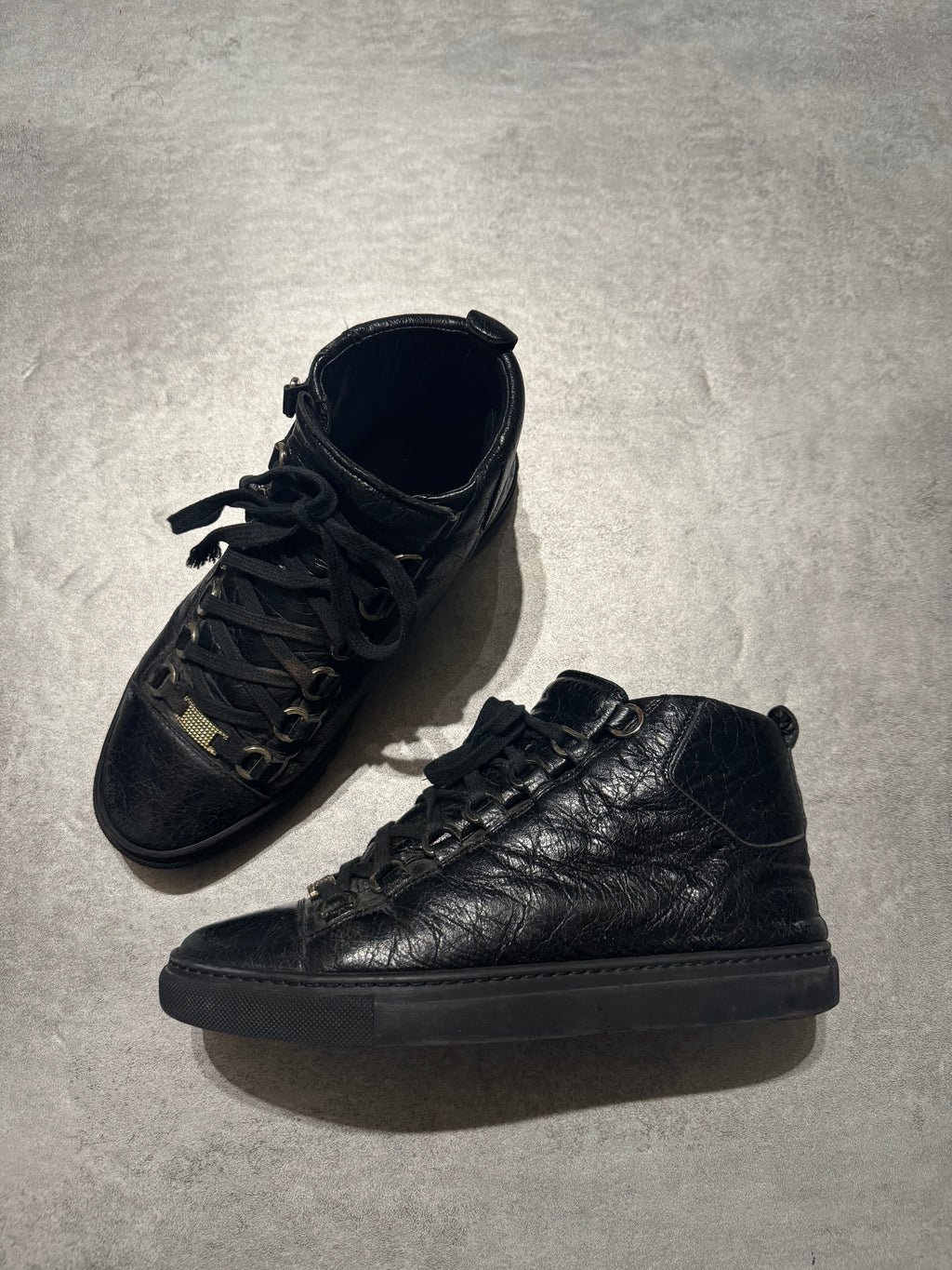 Balenciaga Arena Black High Leather Shoes (37,5) - 4