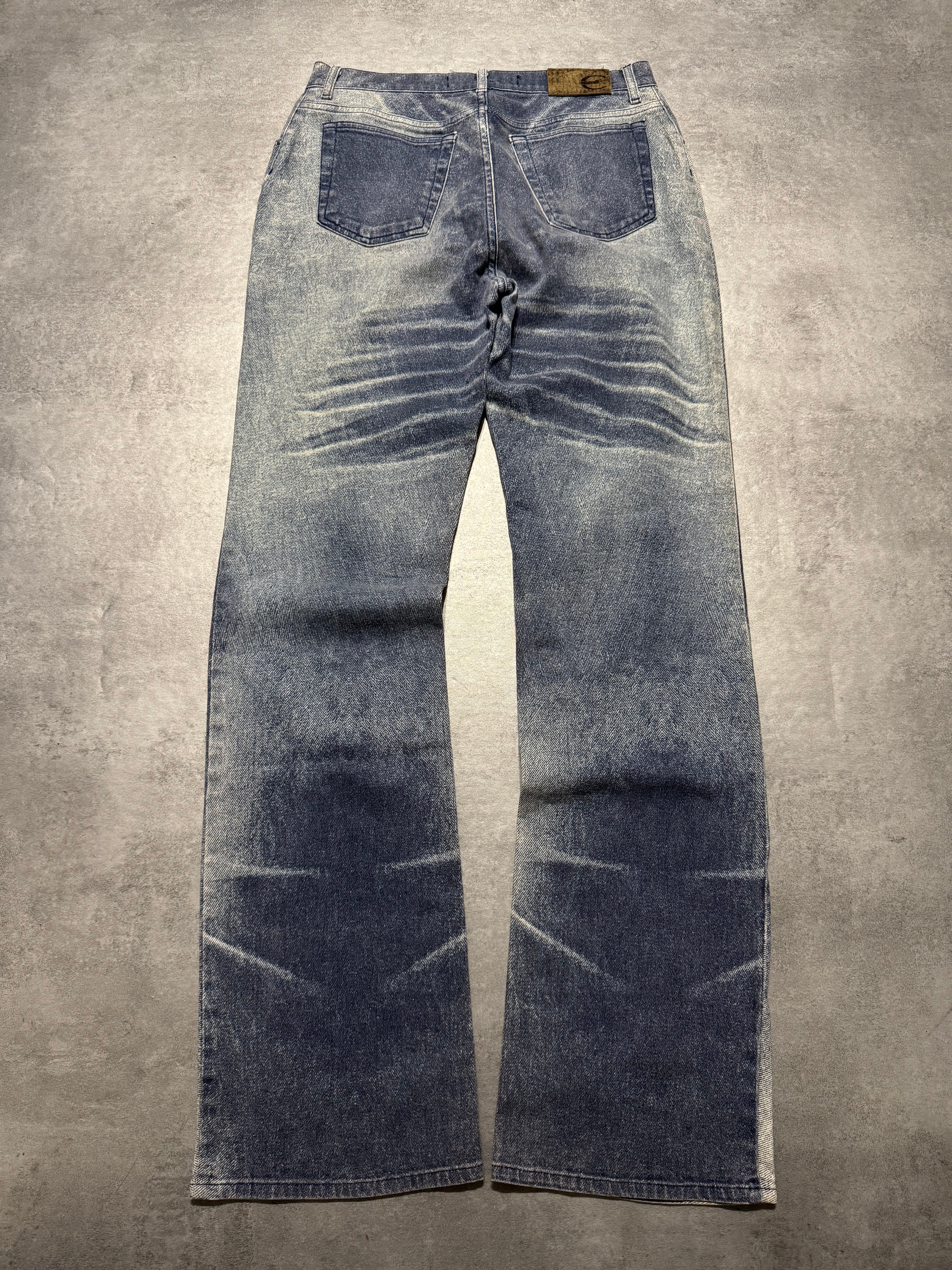 2000s Cavalli Overprint Blue Dyed Pants