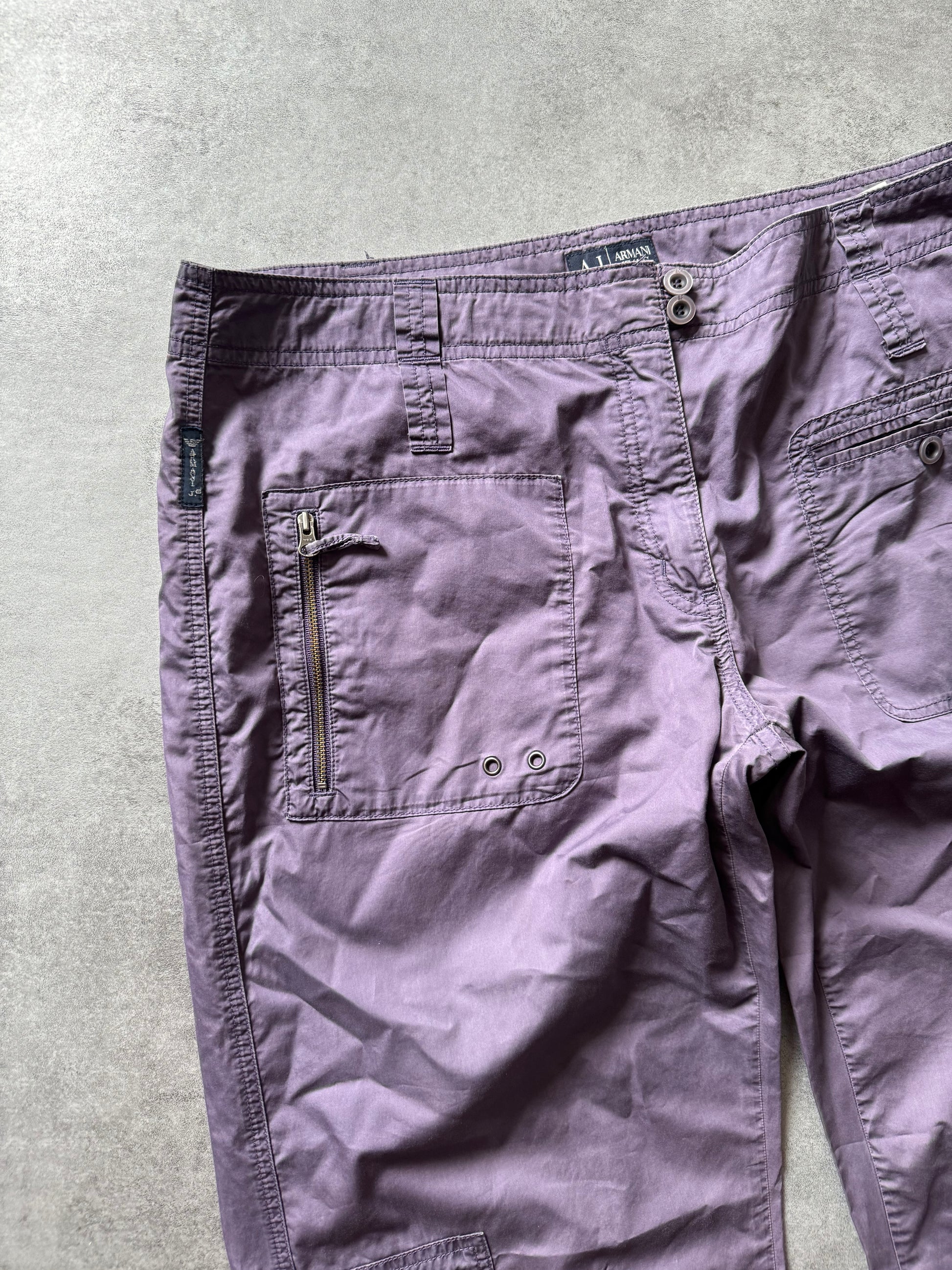 2000s Armani Purple Relaxed Cargo Pants (L) - 10