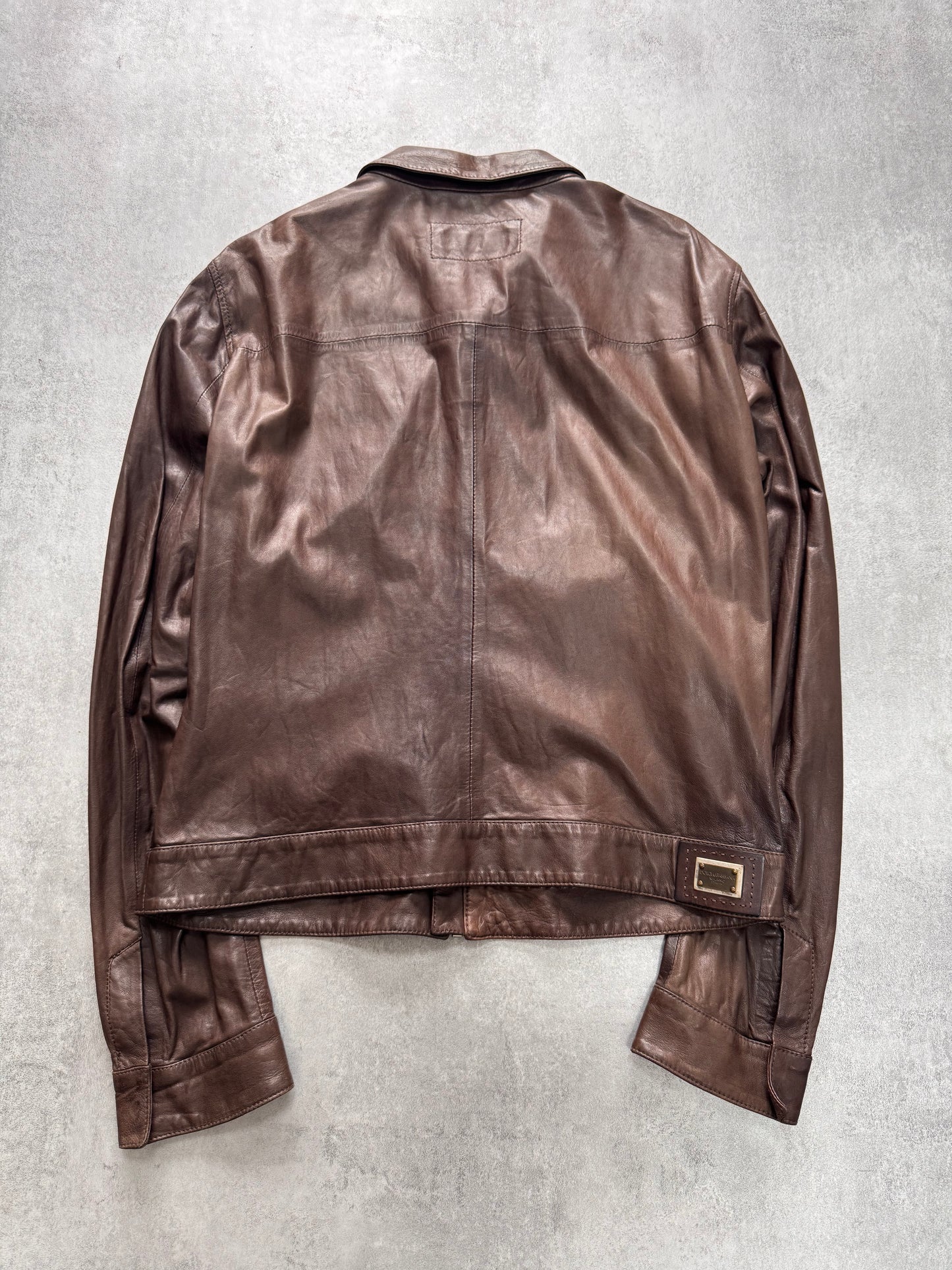 2000s Dolce & Gabbana Simple Brown Leather Jacket (M/L)