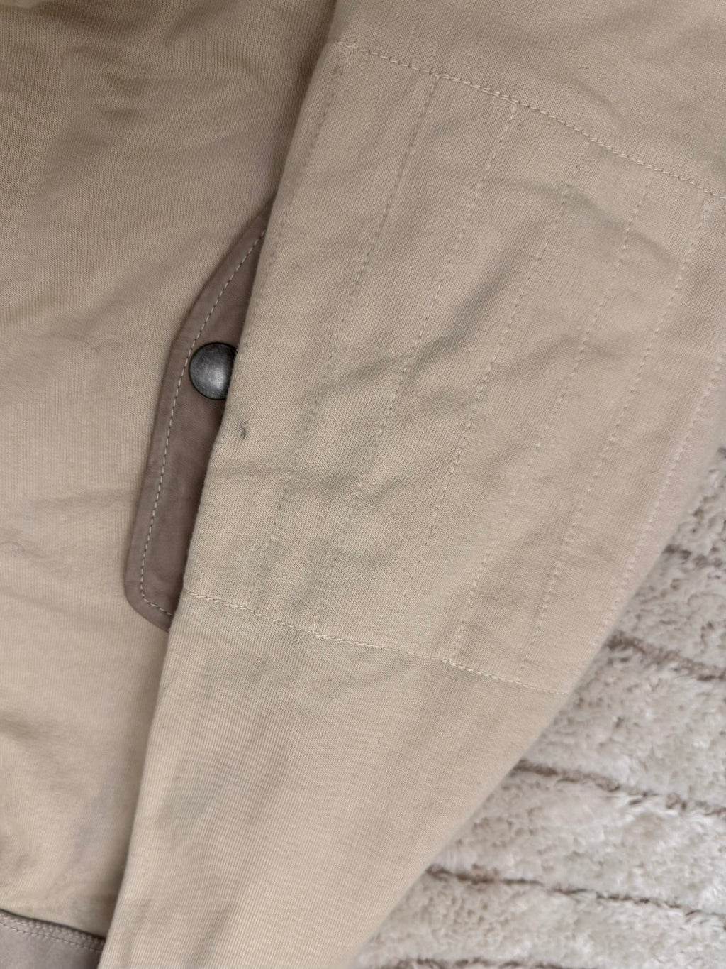 2000s Emporio Armani Paneled Stone Beige Zip-Up Sweater