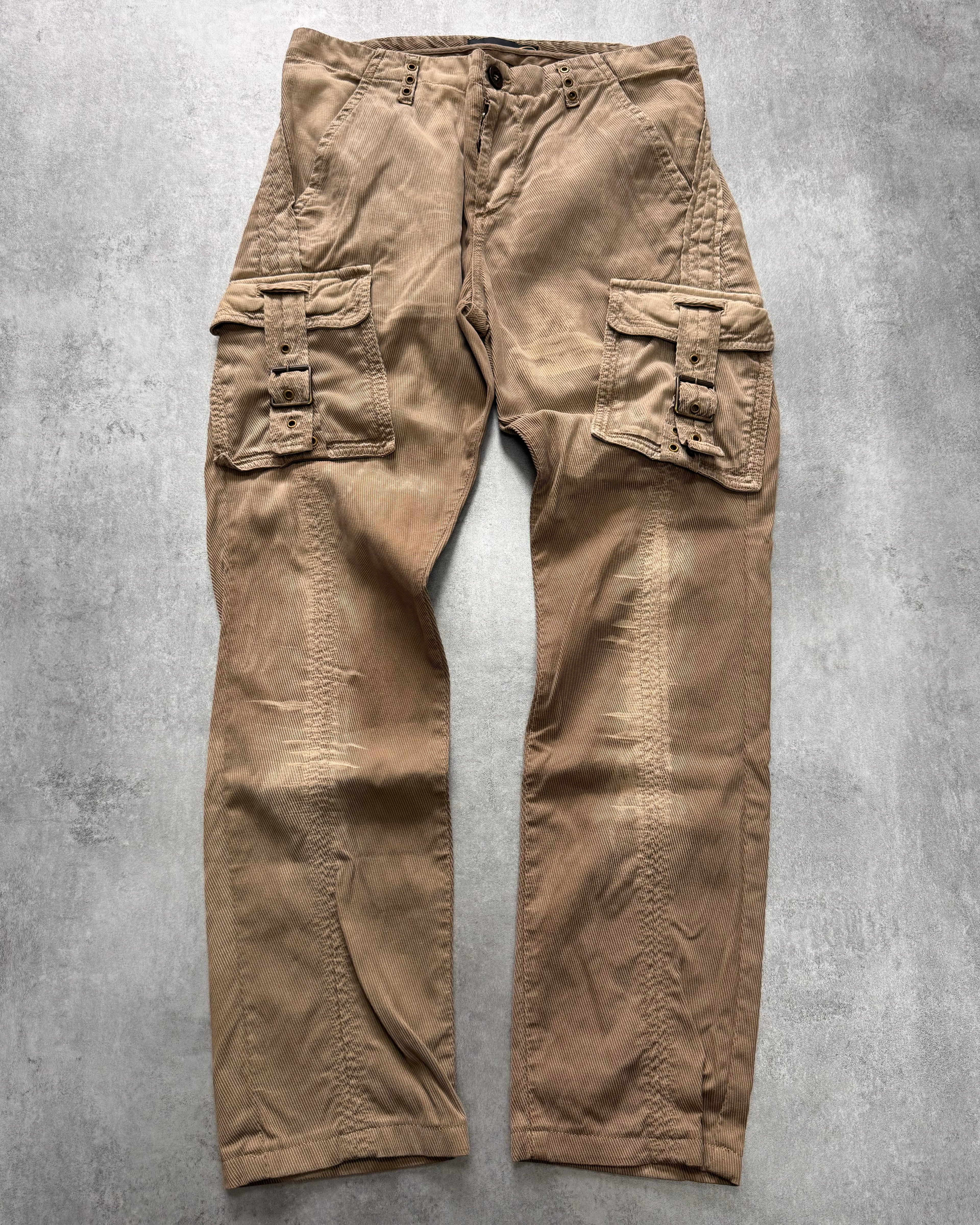 AW2006 Cavalli Cargo Velvet Beige Pants