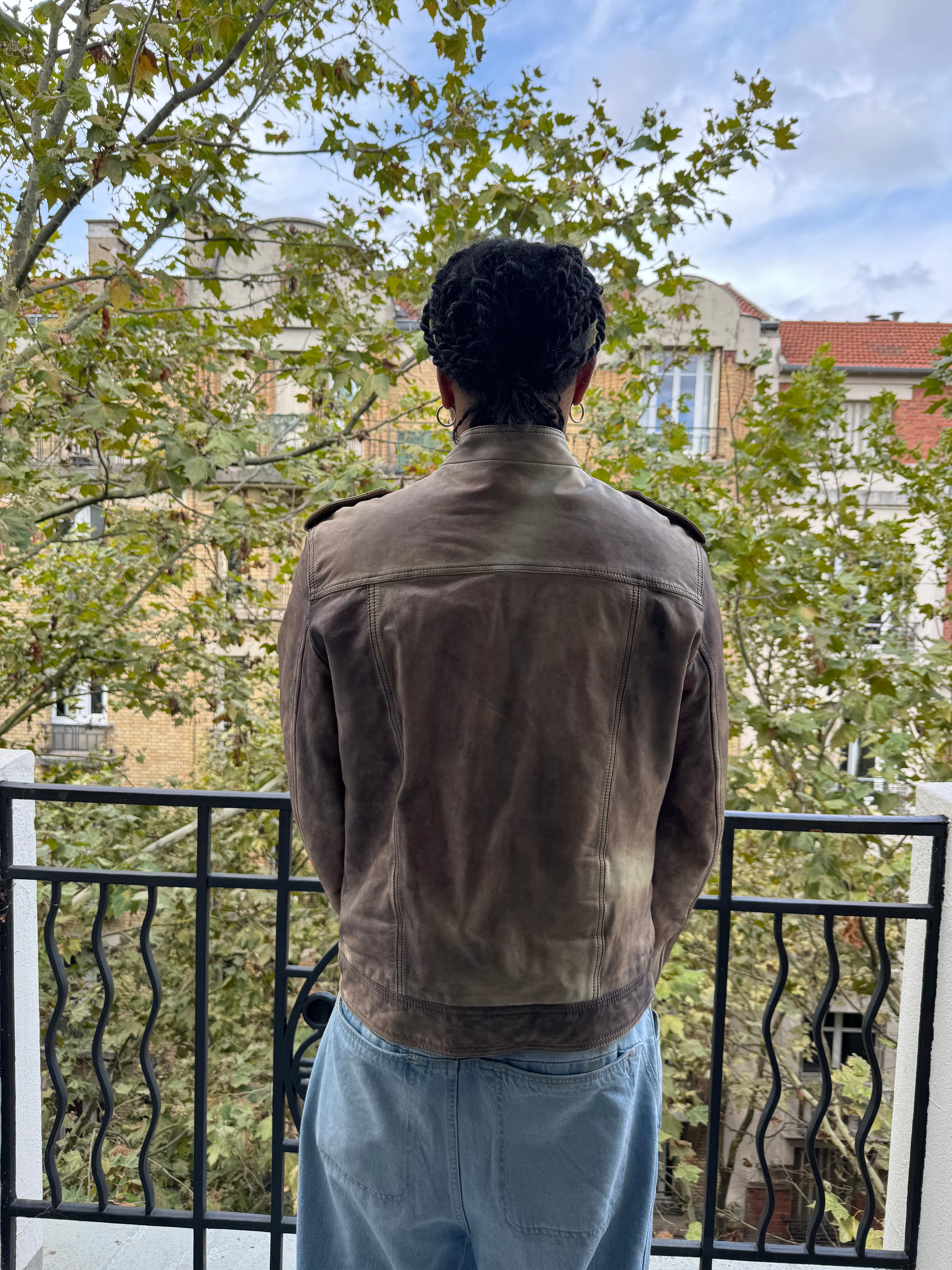 AW1996 Dolce & Gabbana Eroded Stone Leather Jacket  (L)