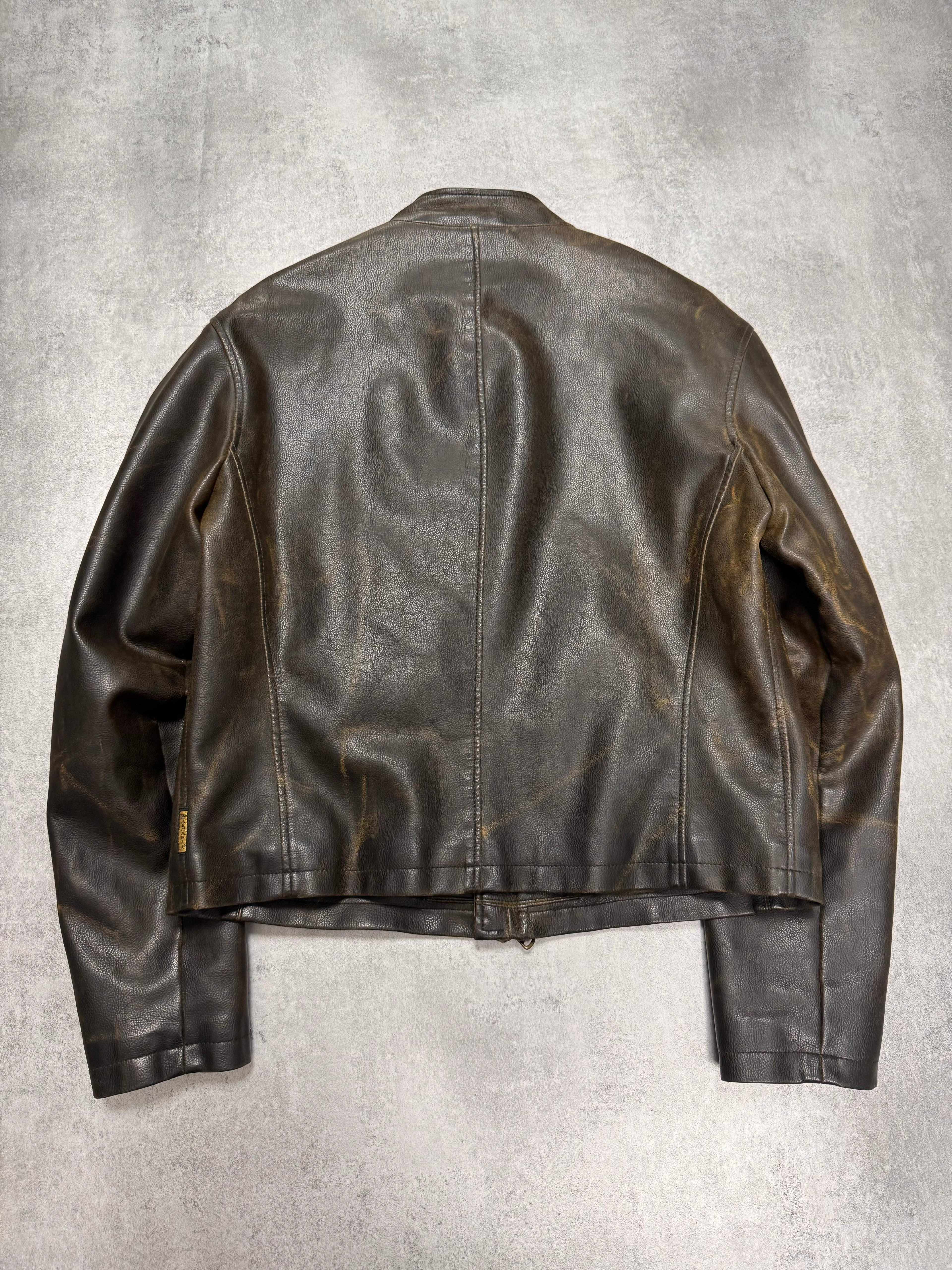 2000s Armani Biker Relief Leather Jacket