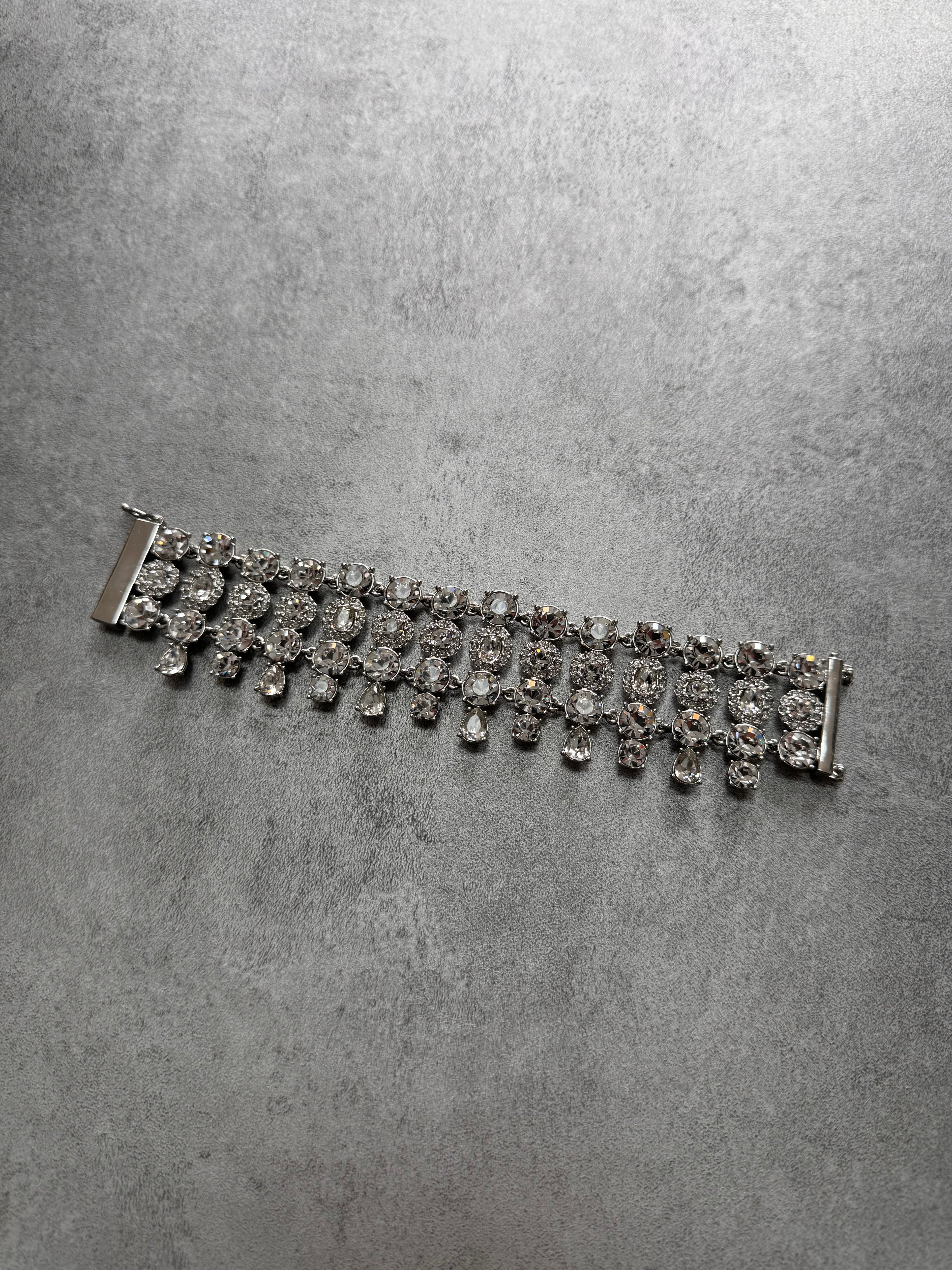 1990s Givenchy Royal Crystal Reversible Stainless Steel Bracelet (OS)