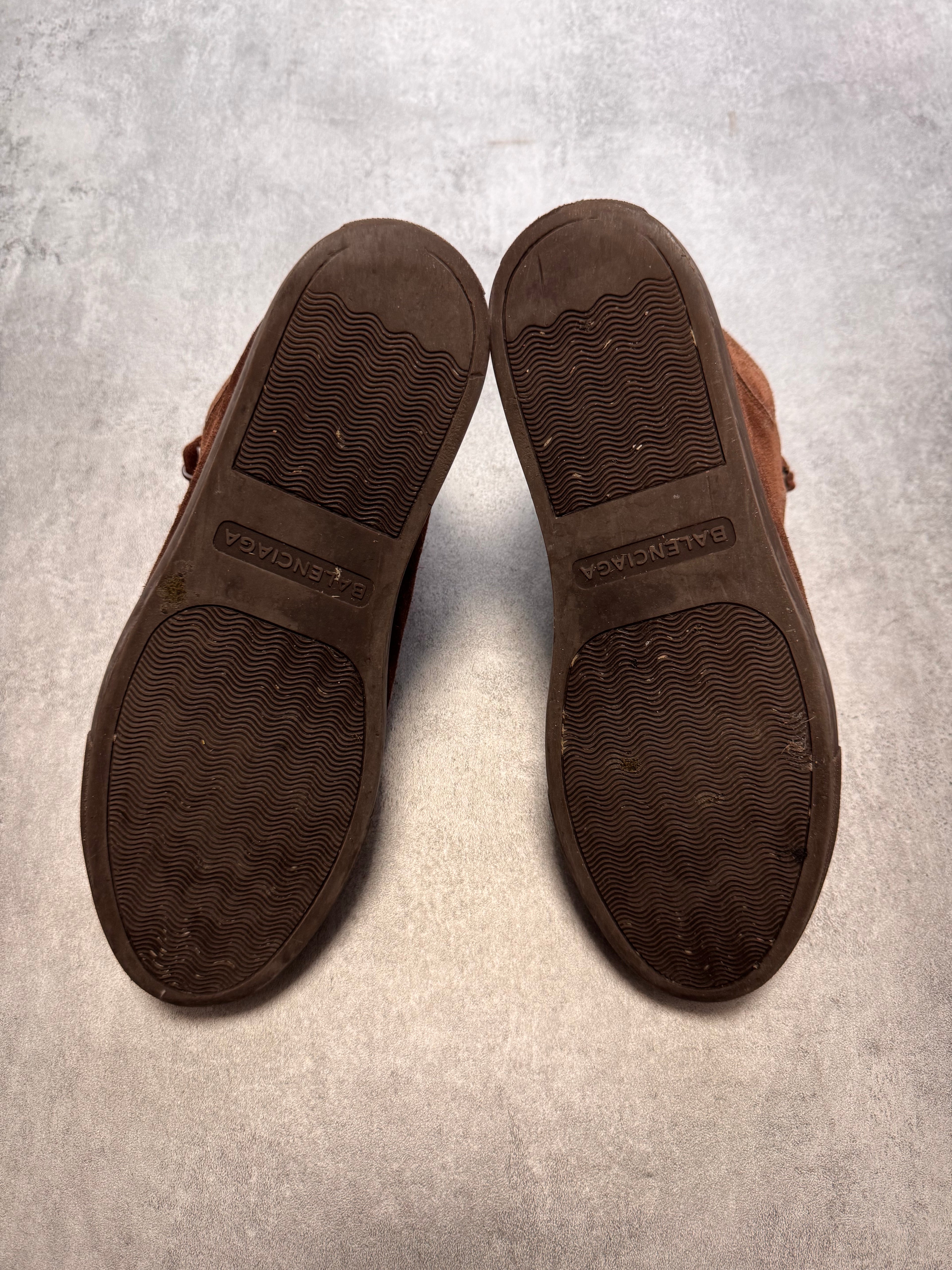 Balenciaga Arena High Brown Suede Leather Sneakers