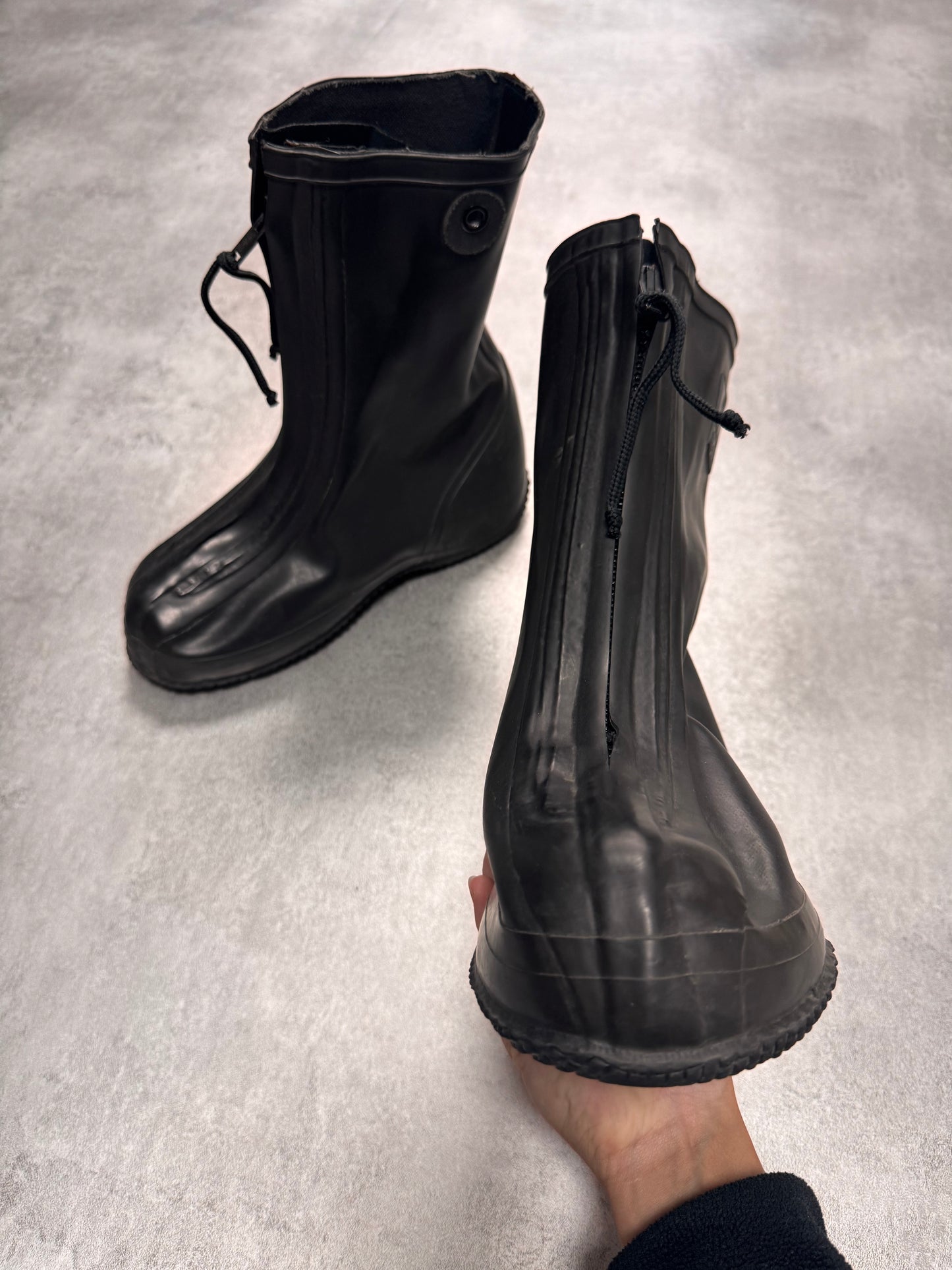 1980s Combat Waterproof Protection Front Zip Shoes Covers Black Boots (42eu/us8,5)