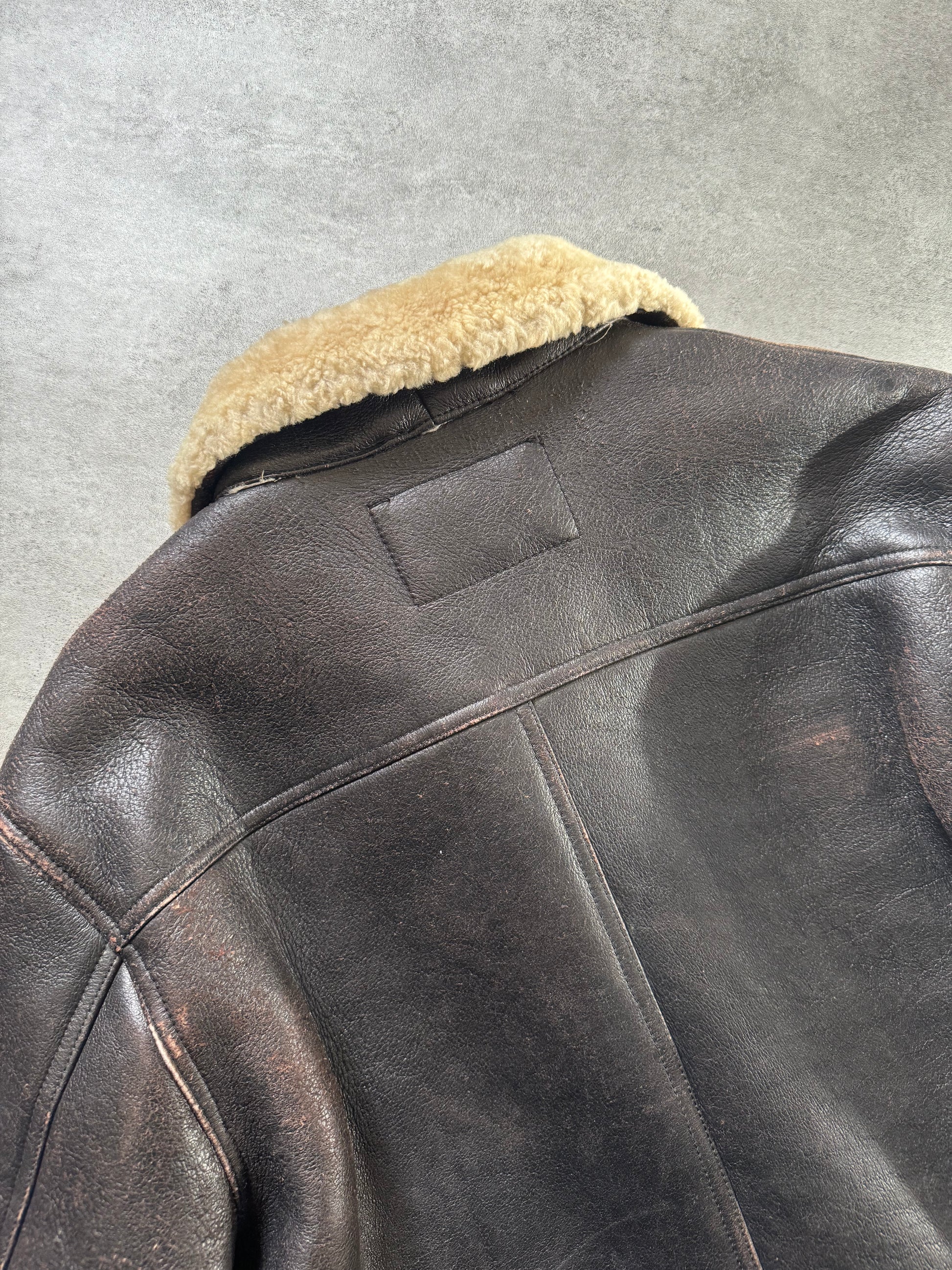 1980s Giorgio Armani Premium Shearling Biker Leather Jacket (M) - 4