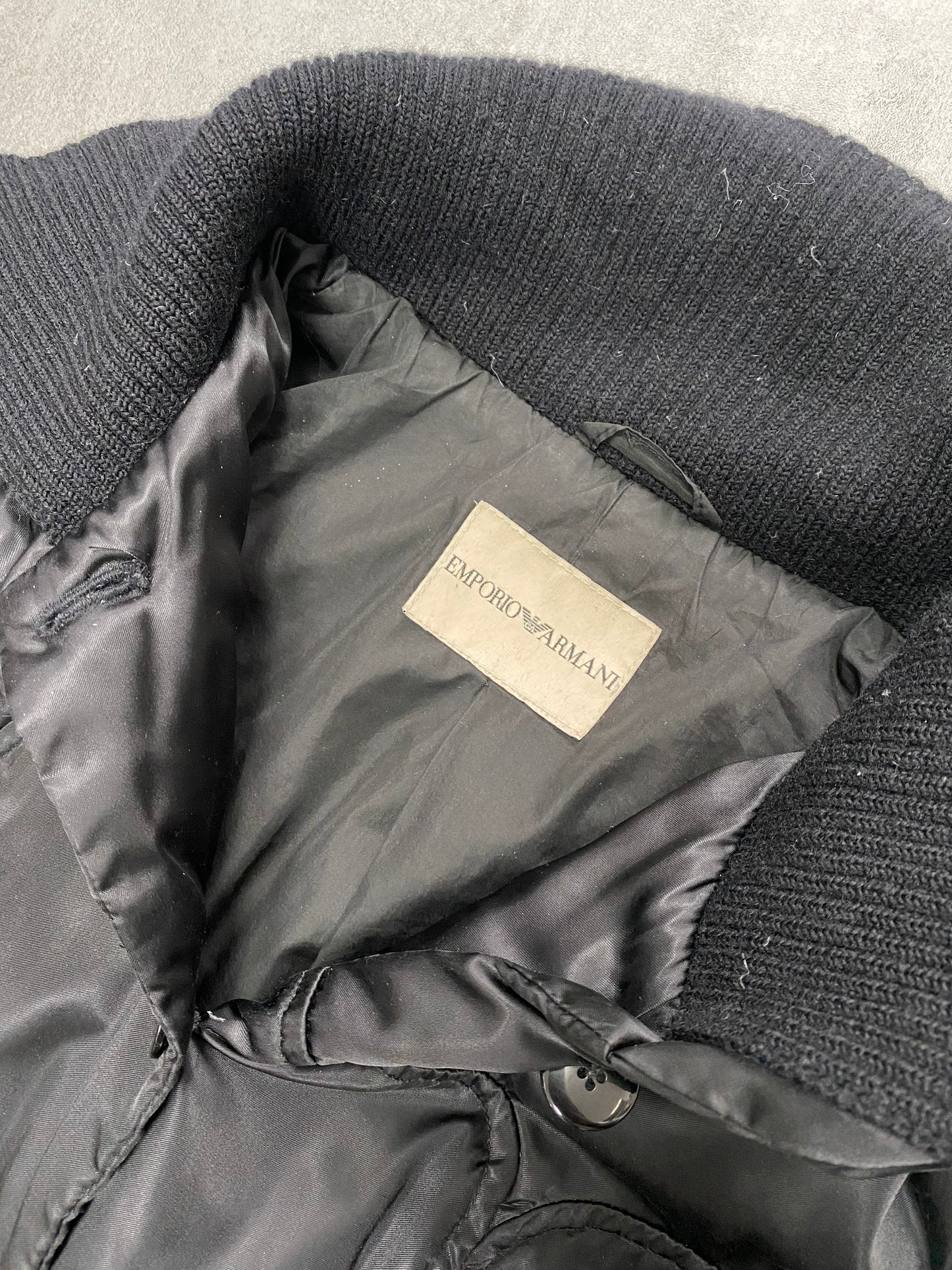 1990s Emporio Armani Long Black Puffer Jacket (S)