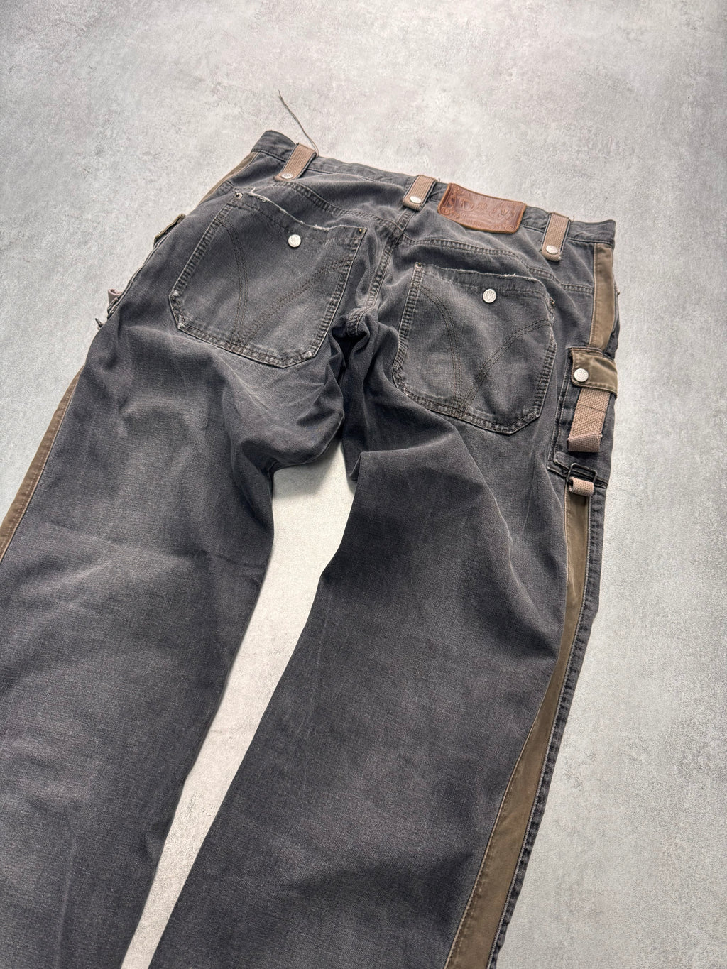 AW2004 Dolce & Gabbana Military Harness Cargo Grey Denim Jeans