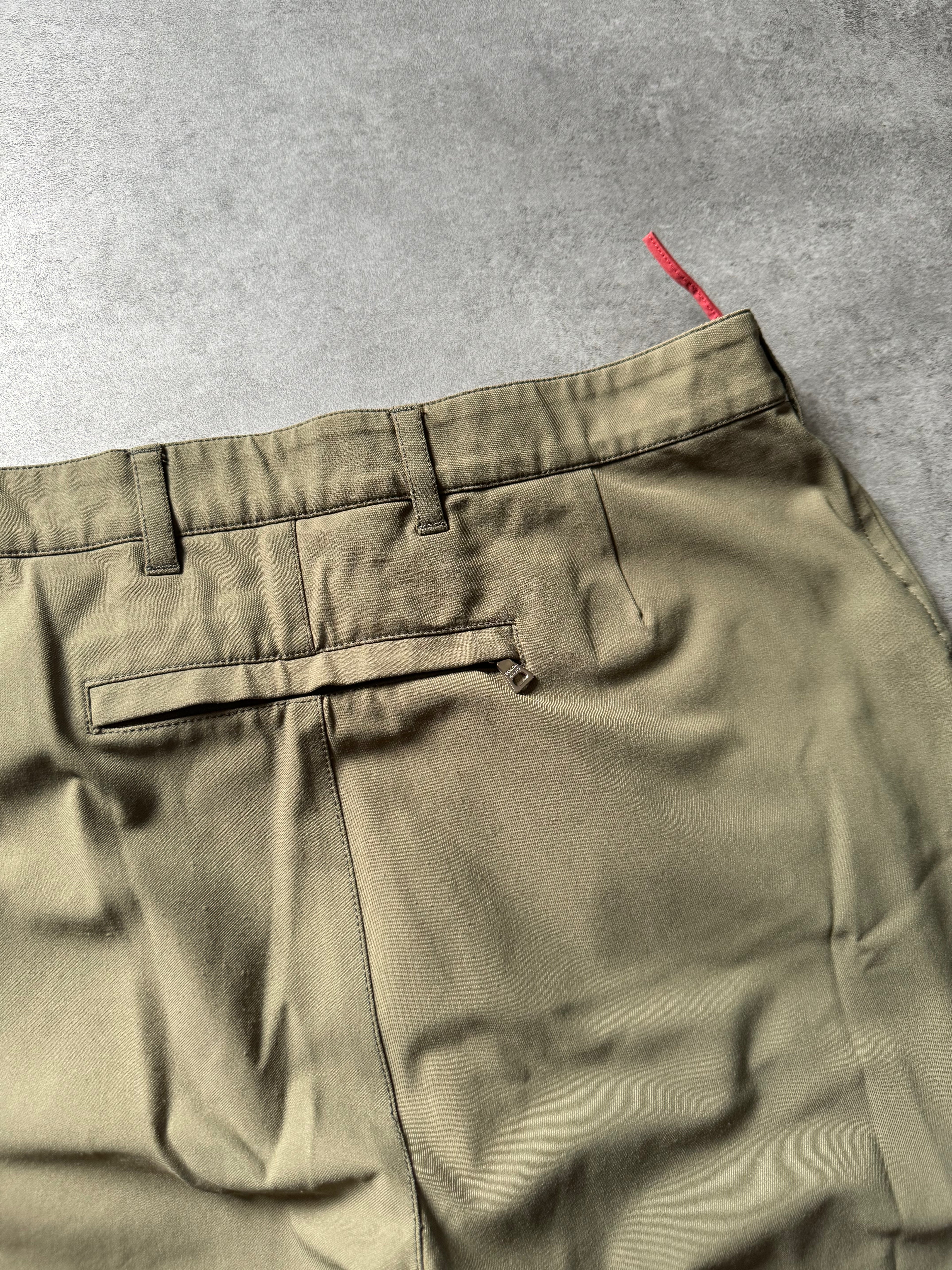 SS2003 Prada Linea Rossa Olive Nylon Cozy Pants (S) - 5