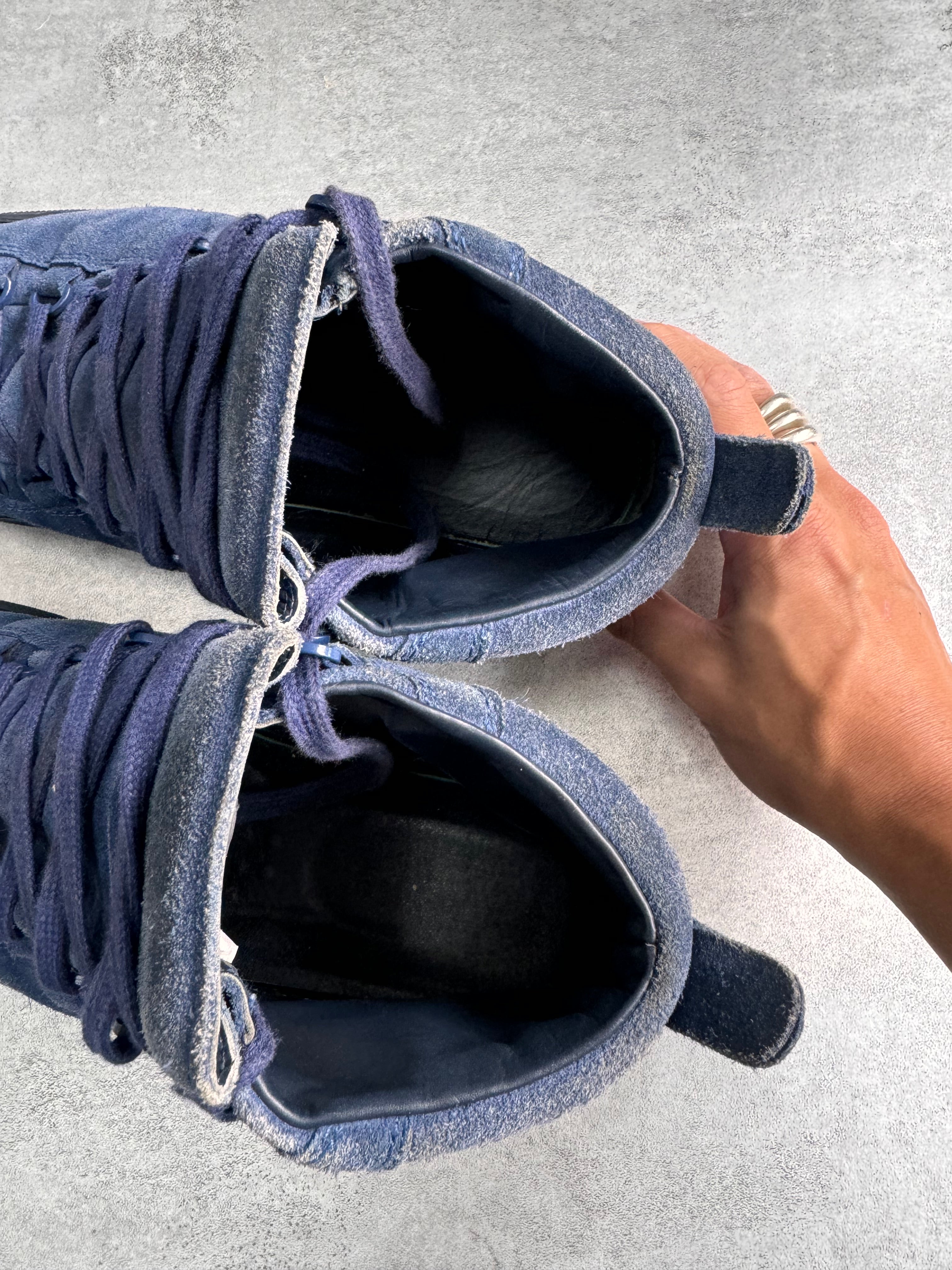 Balenciaga Arena High Blue Suede Leather Sneakers