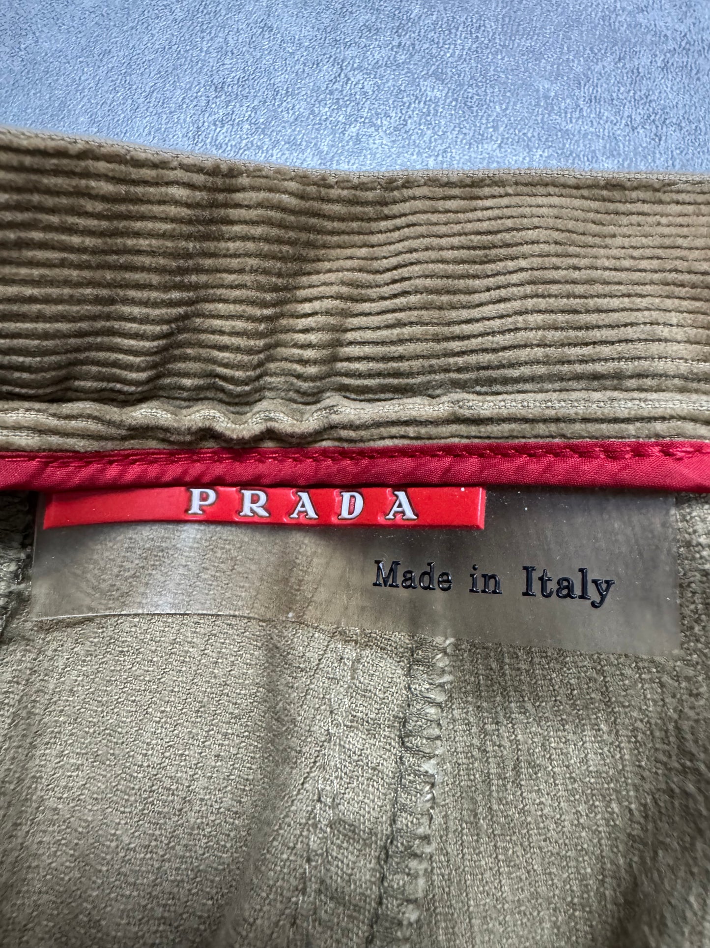 2000s Prada Luna Rossa Beige Corduroy Pants (M)