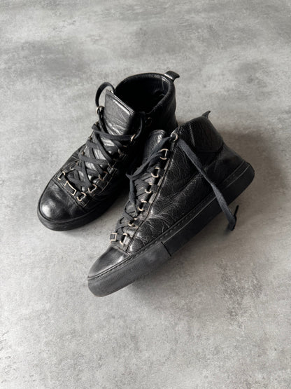 Balenciaga Arena High Black Cracked Leather Sneakers (42eu/us8,5)