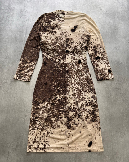 Roberto Cavalli Furry Cowprint Movement Dress (S)